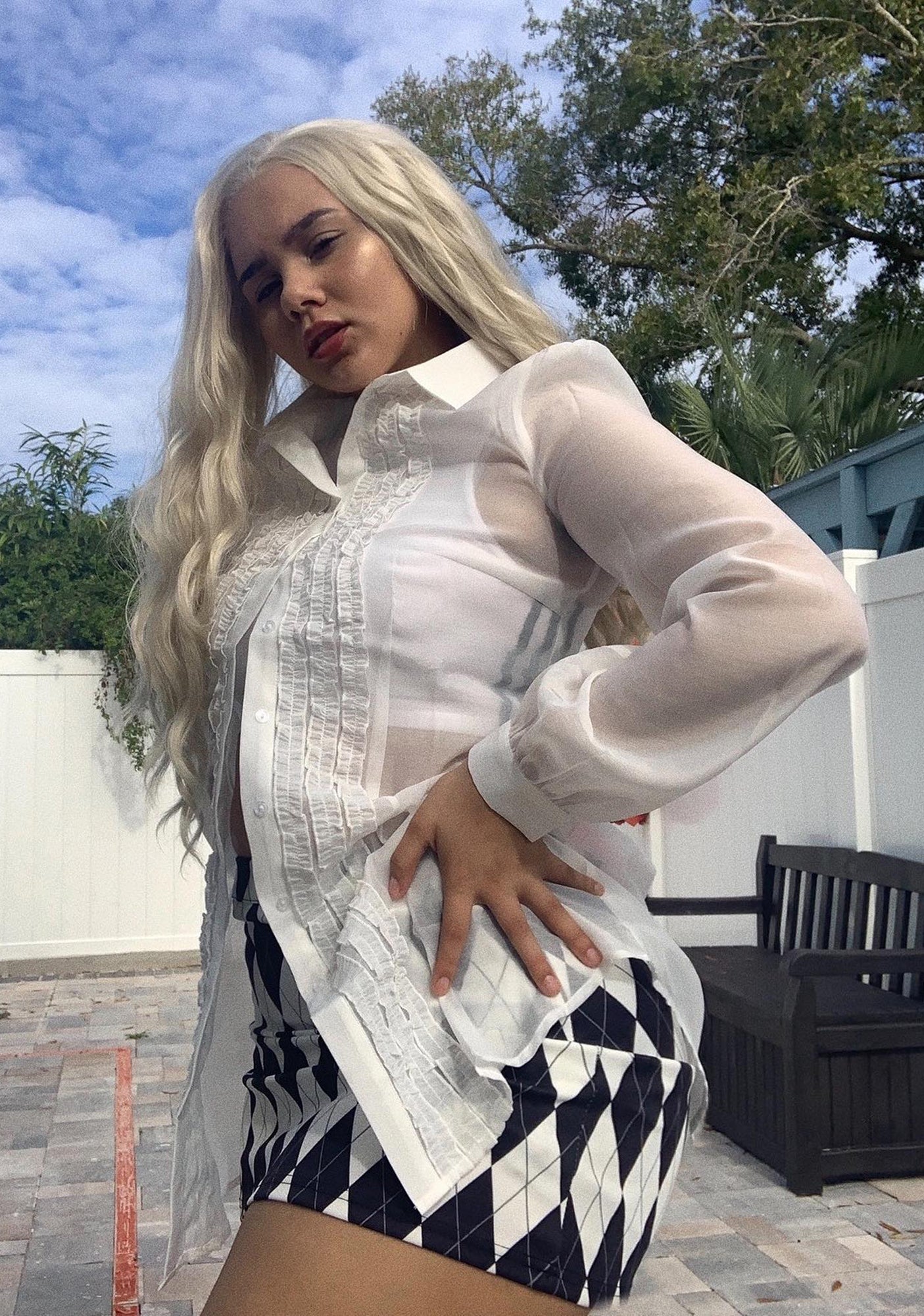 I Totally Paused Sheer Top-White - Image 6
