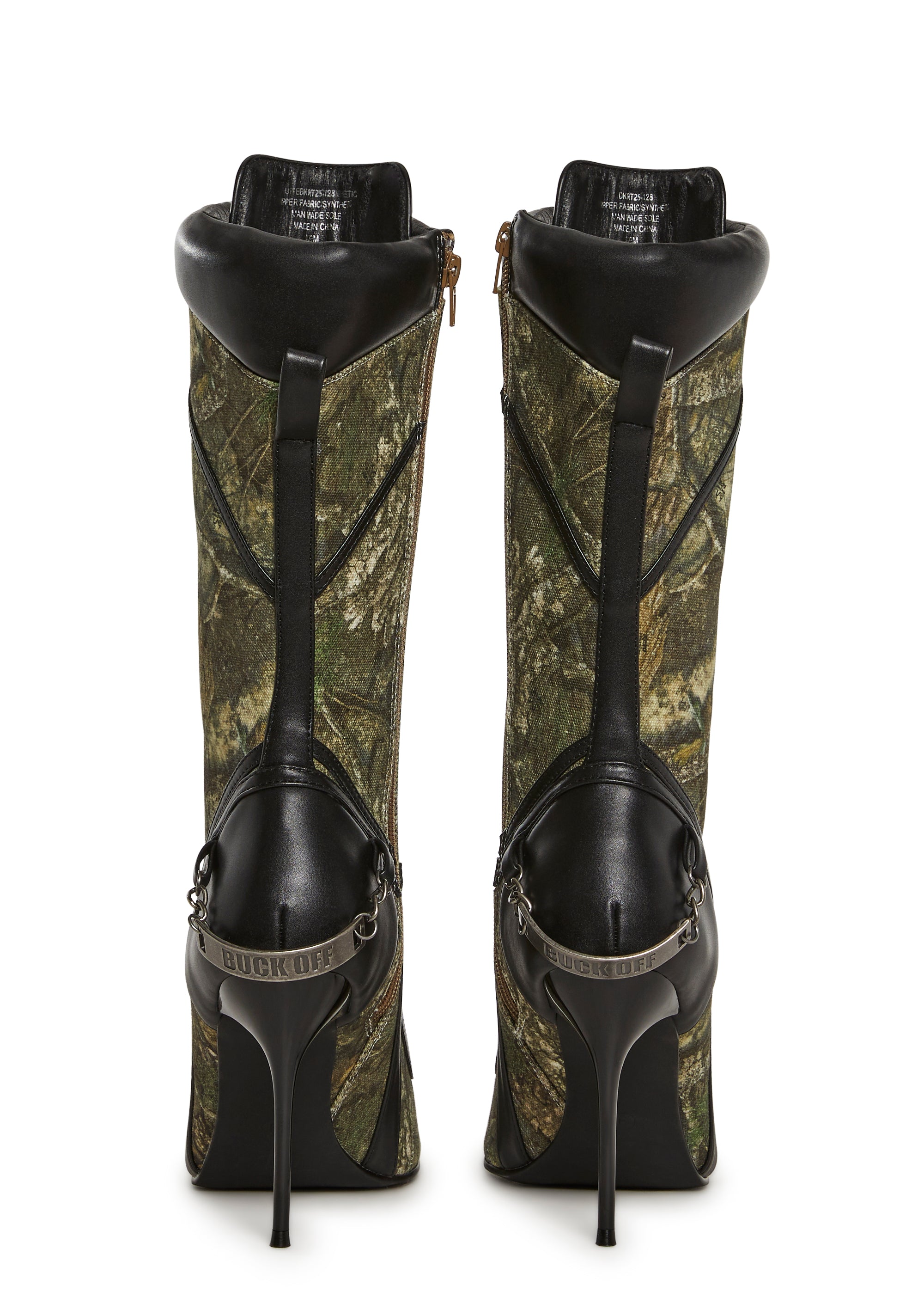 Camo Lace Up Heeled Boots - Image 4