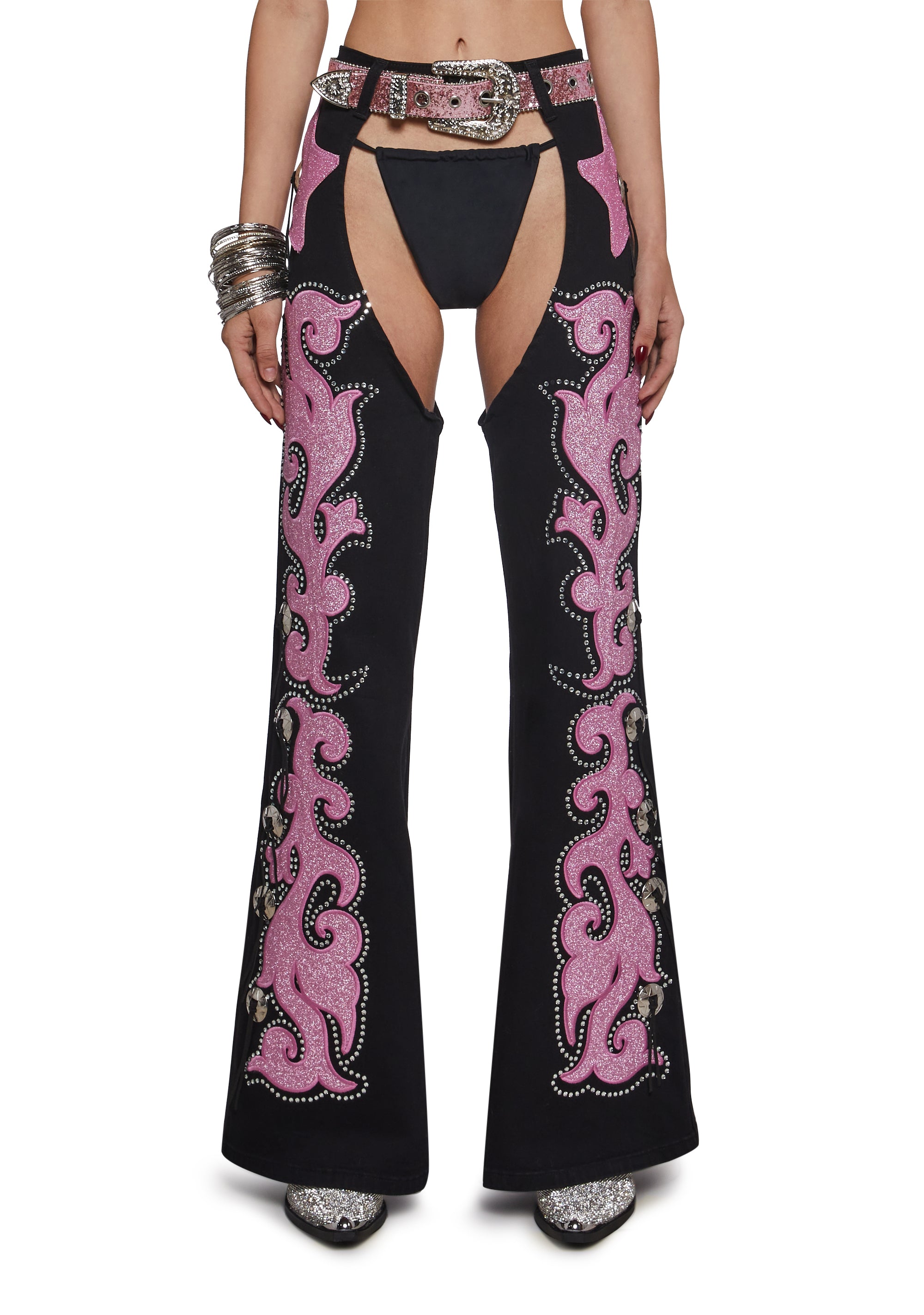 Longing Heart Denim Chaps - Black - Image 2