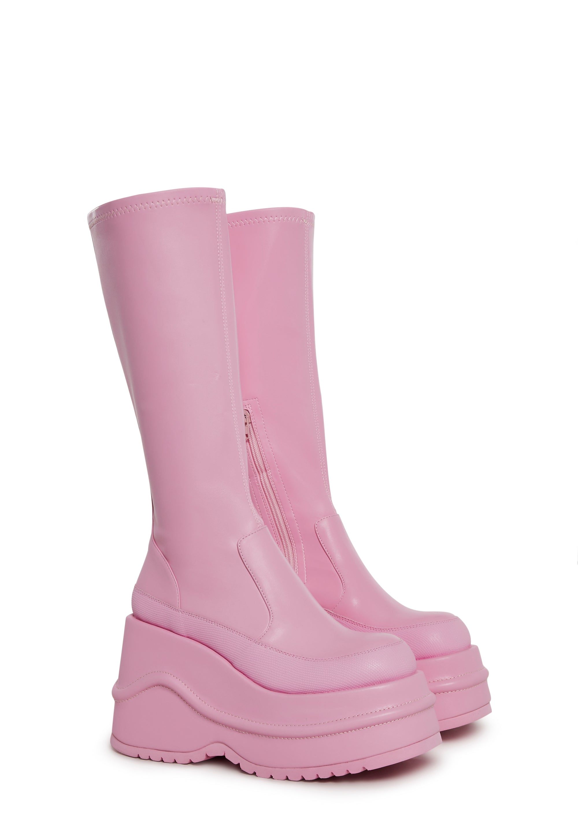 New Fans Wedge Stretch Boots - Pink - Image 3