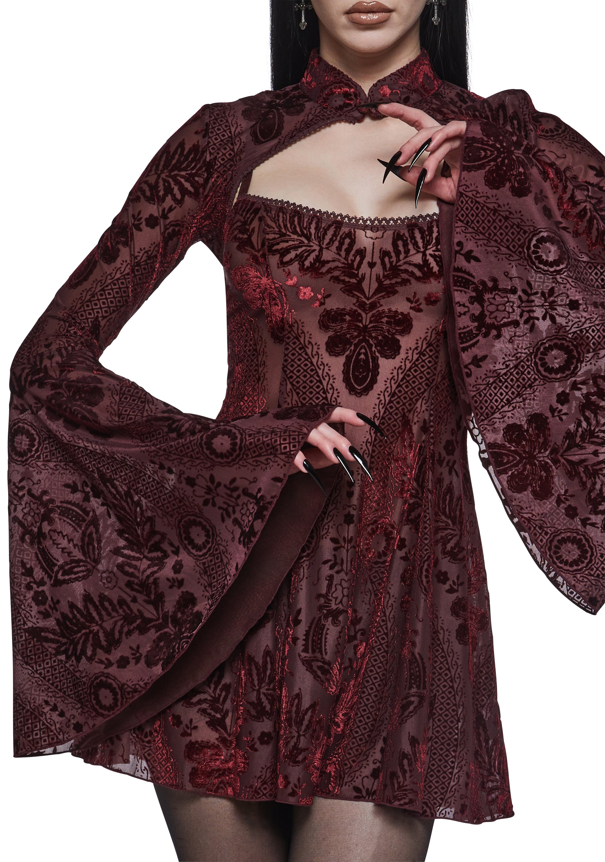 Druid’S Sister Mini Dress And Shrug Set - Wine - Image 5