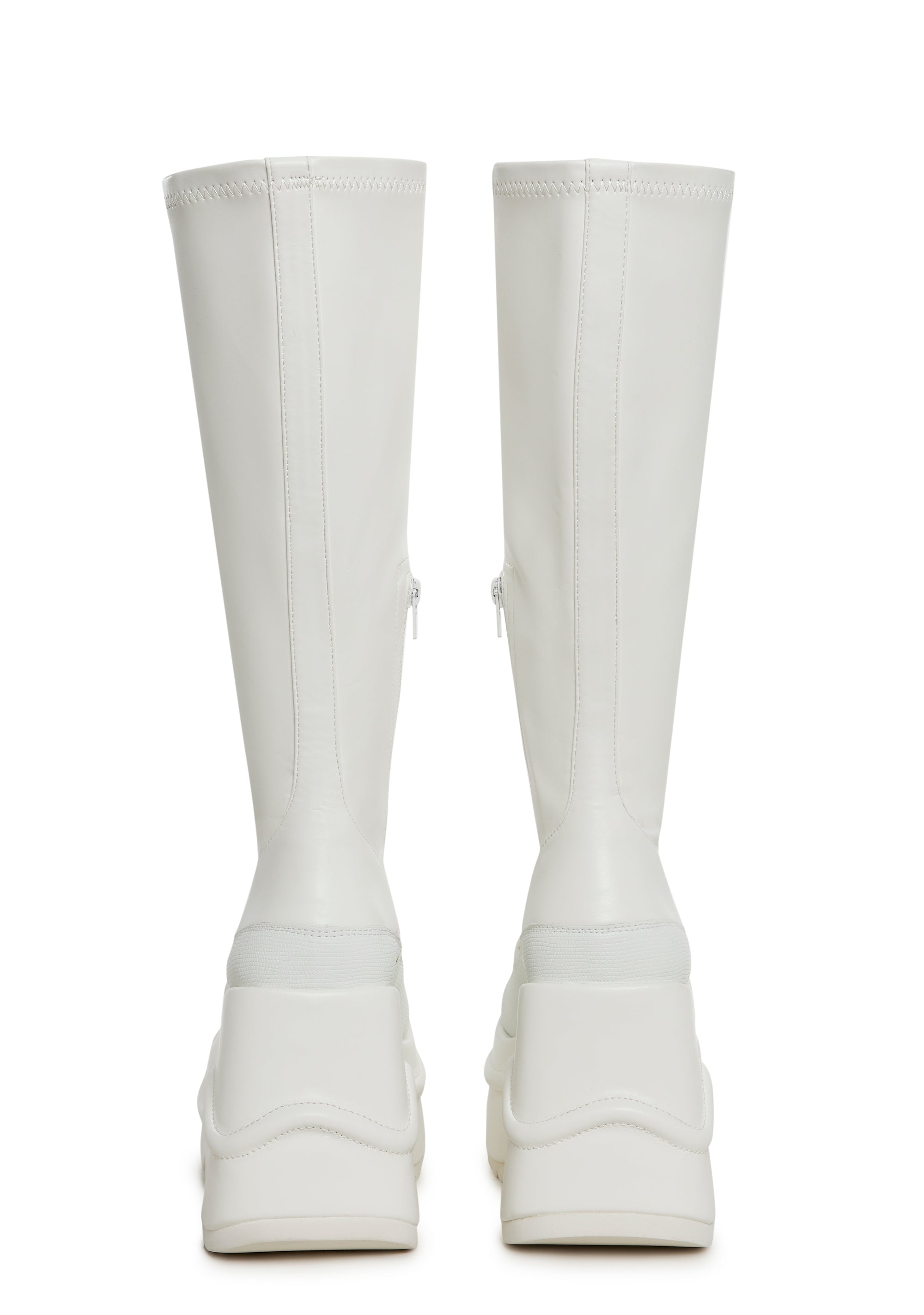 New Fans Wedge Stretch Boots - White - Image 4