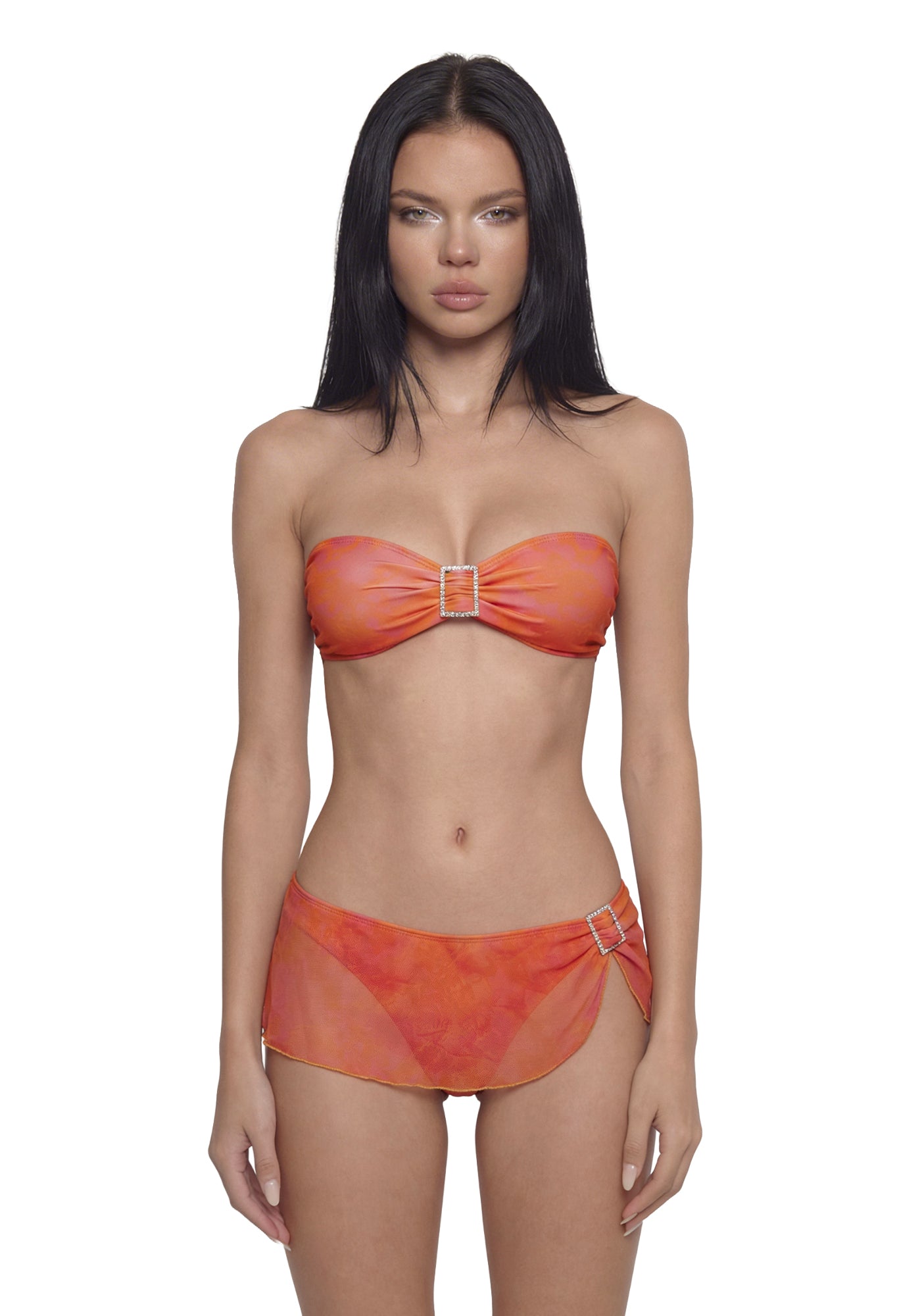 Night Swim Bandeau Bikini Set - Orange