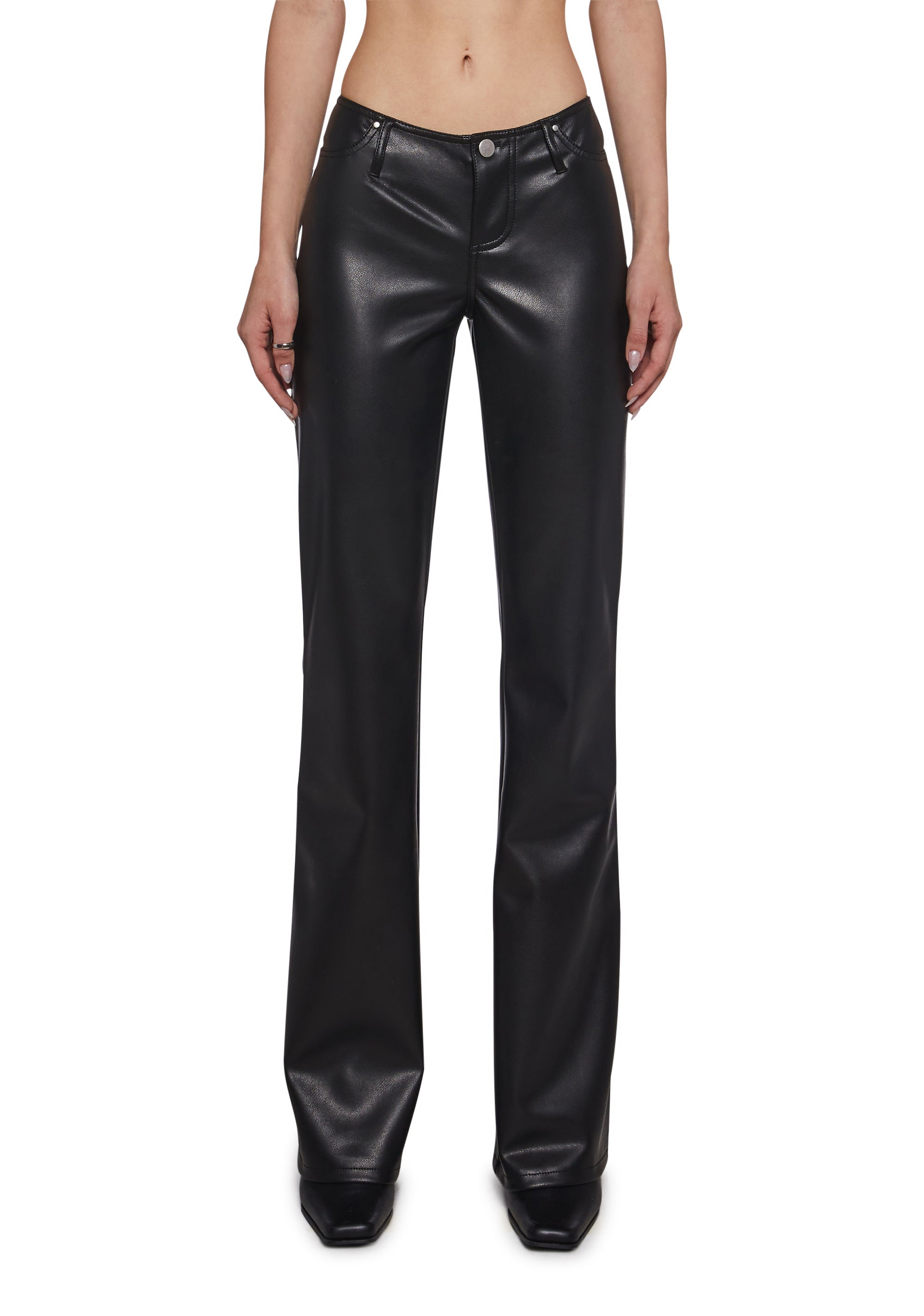 Elle Low Rise Jeans - Leather