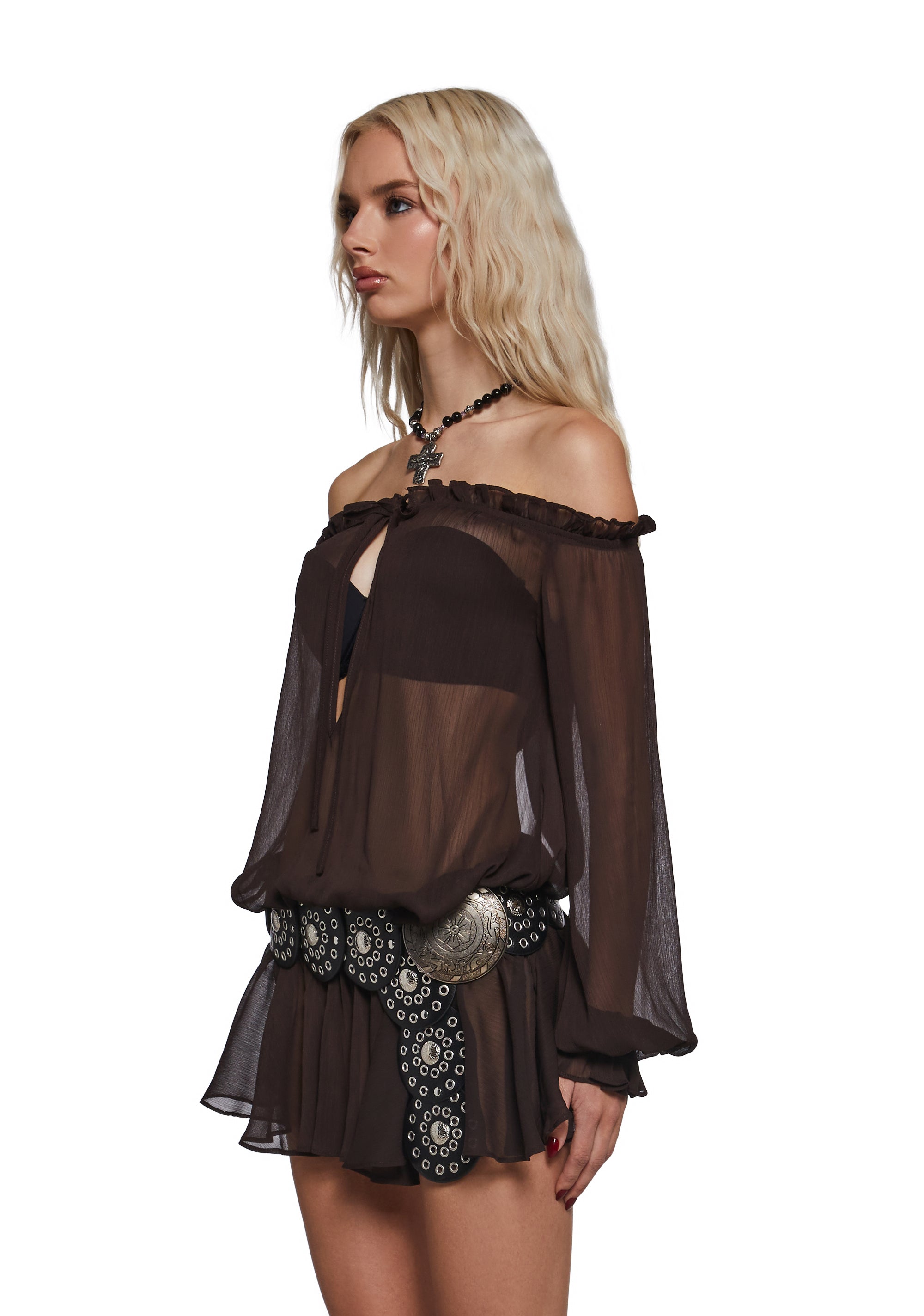 Billowing Winds Boho Dress - Brown - Image 5