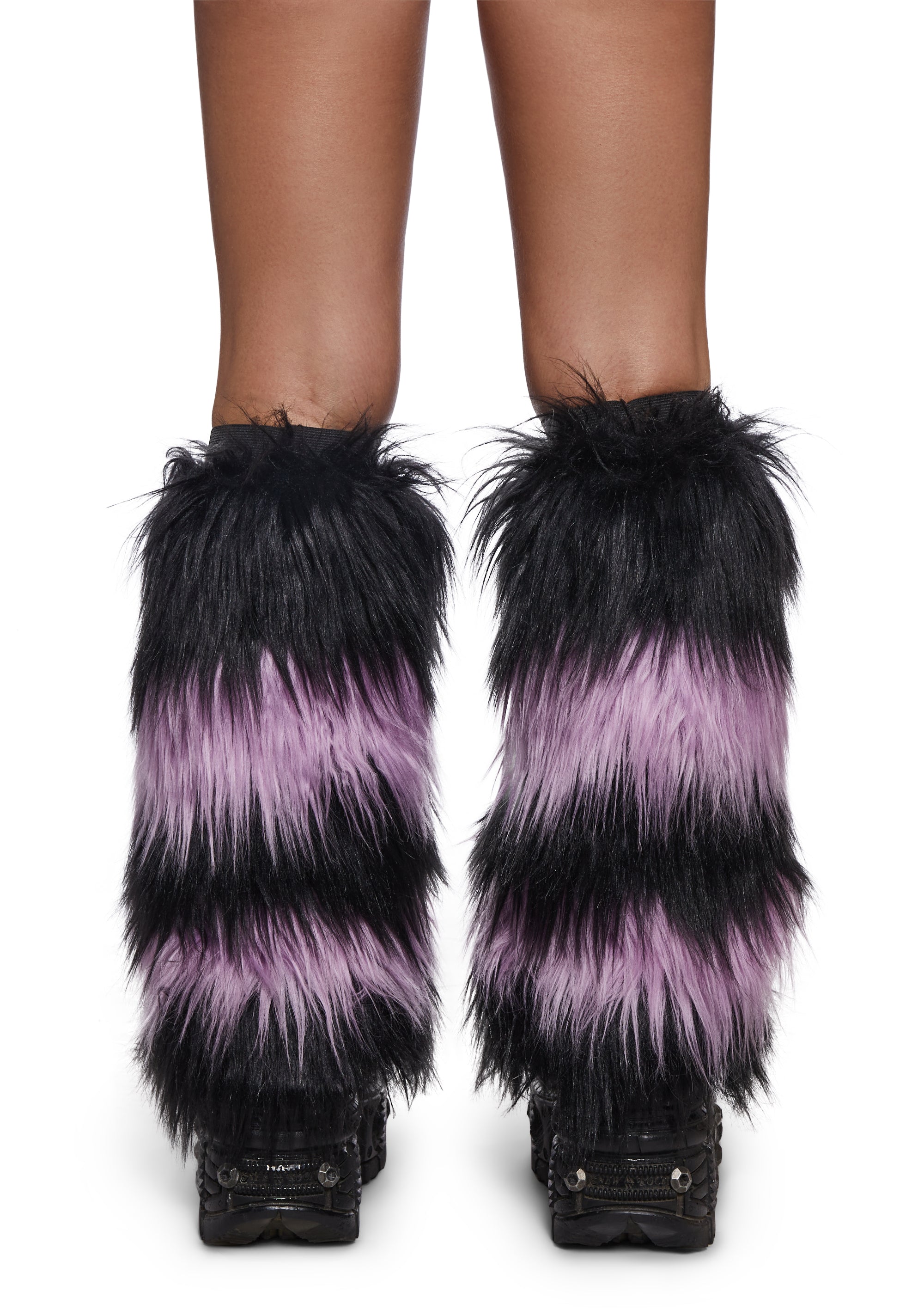 Alternative view of Midnight Amethyst Striped Fur Leg Warmers