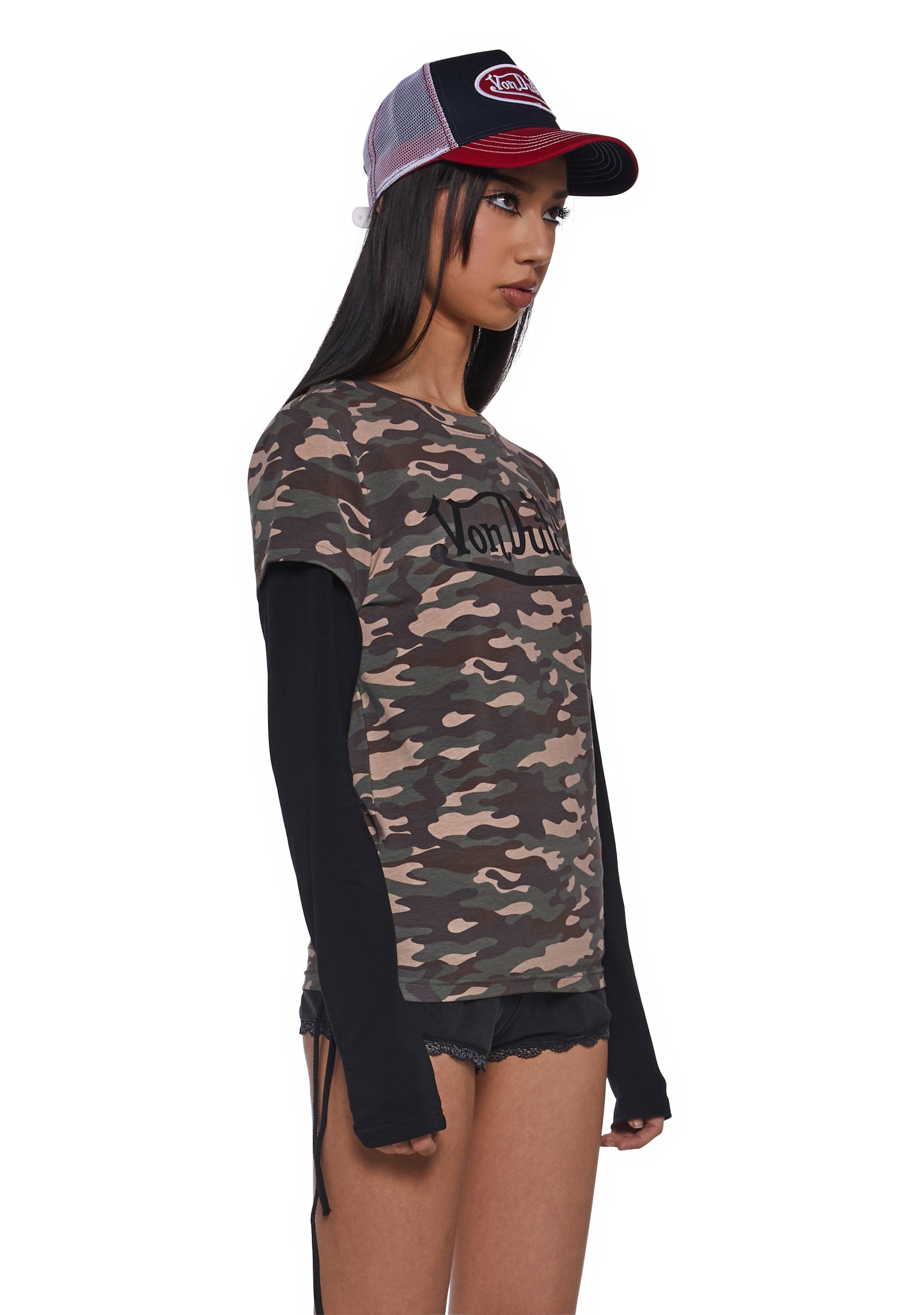 Camo Twofer Long Sleeve Top - Image 3