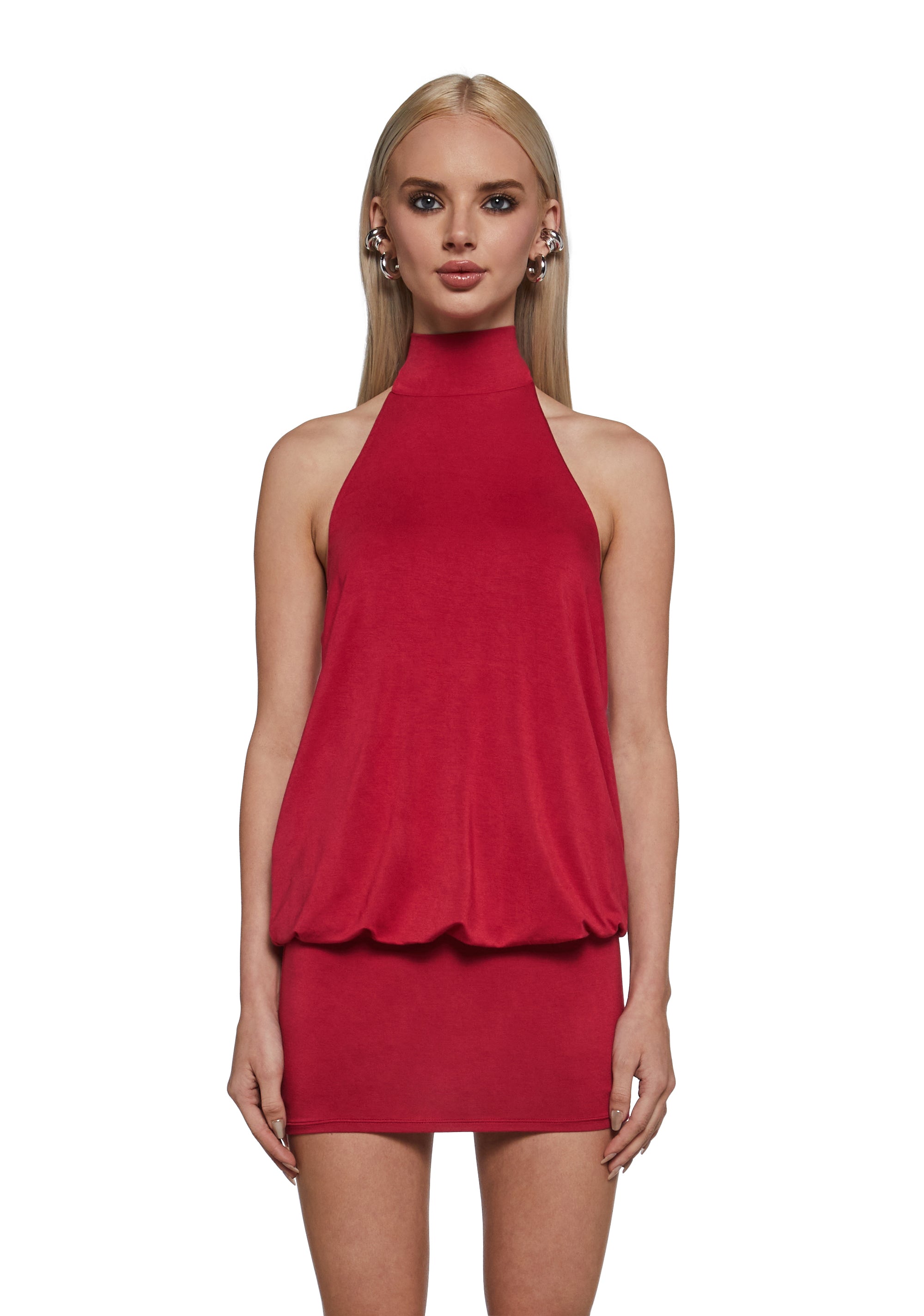 Club Moves Halter Dress - Red