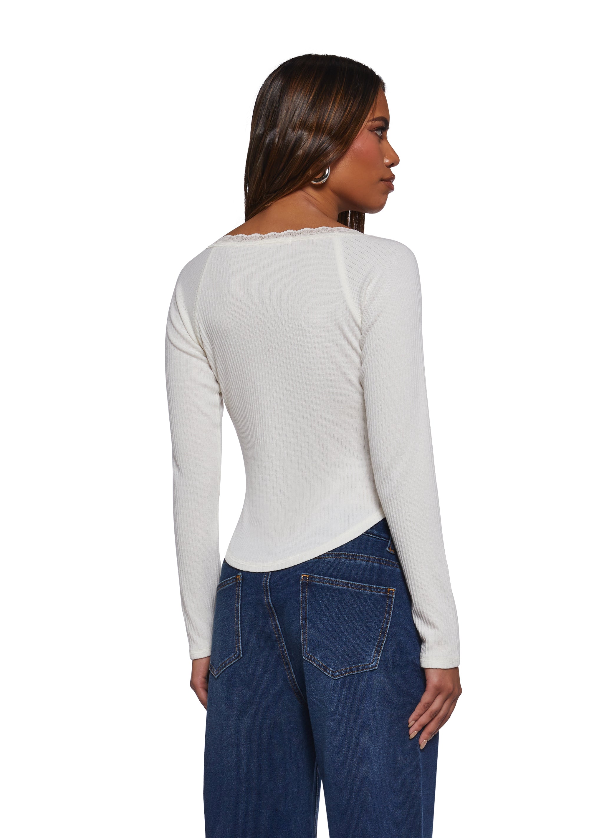 Text Me Long Sleeve Top - Ivory - Image 4