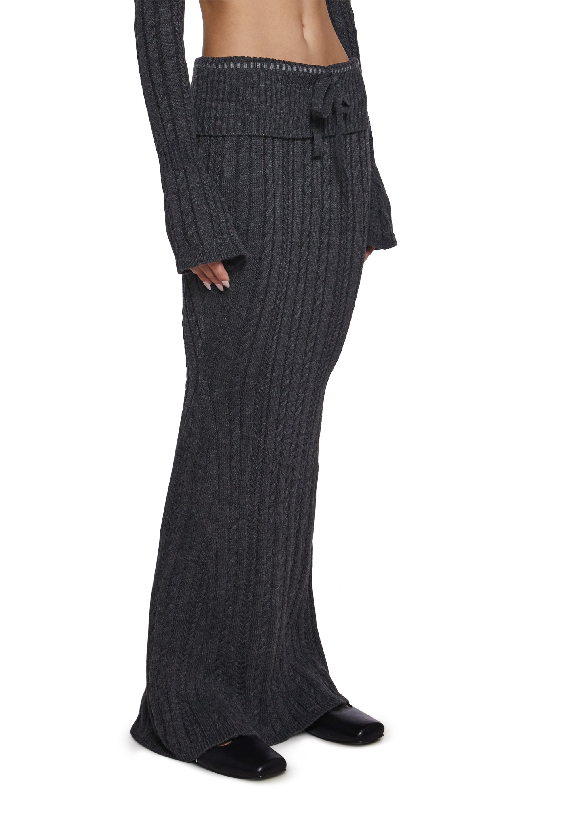 Deep Thoughts Cable Knit Maxi Skirt - Image 3