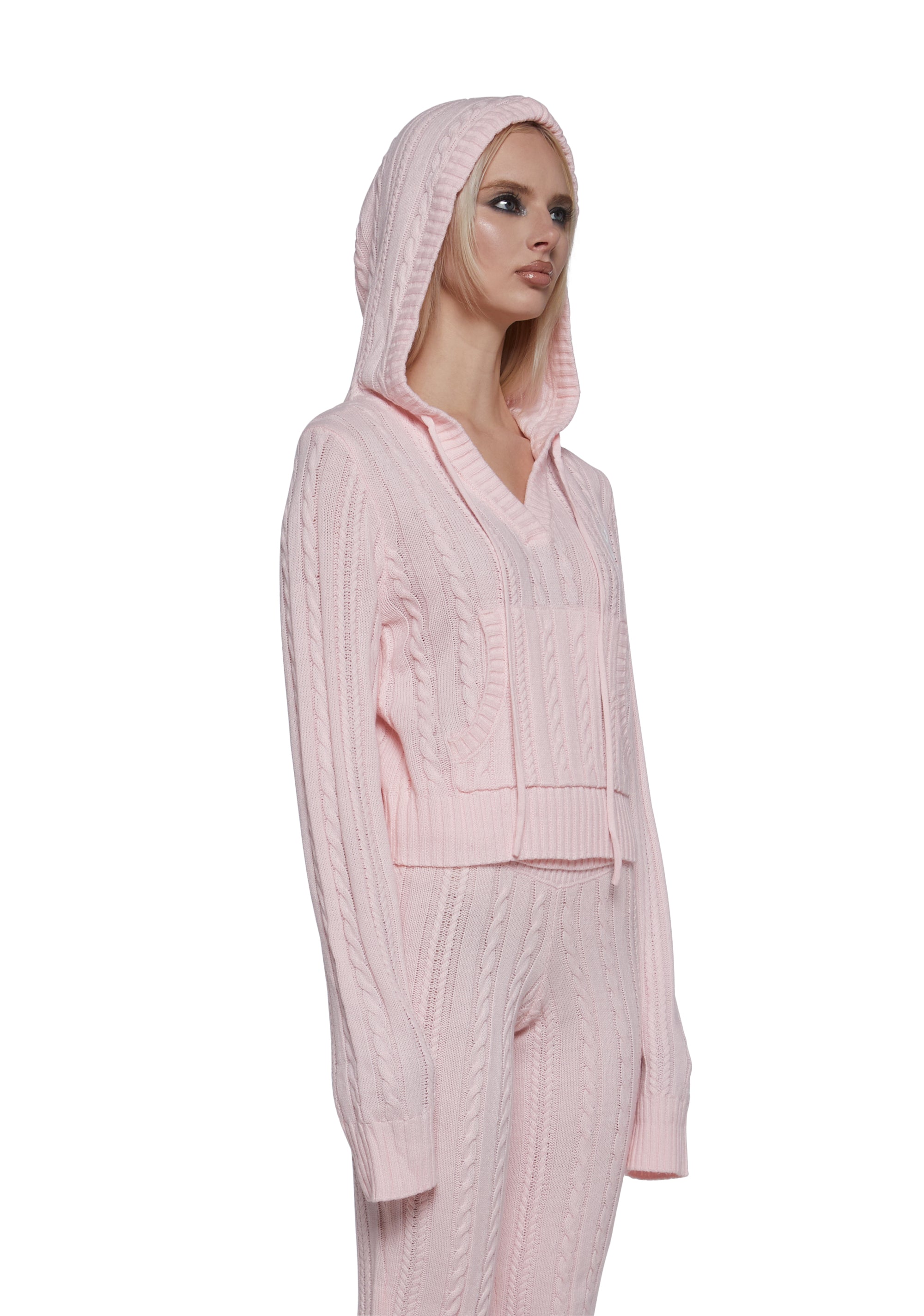 Cable Knit Pullover Hoodie - Image 3