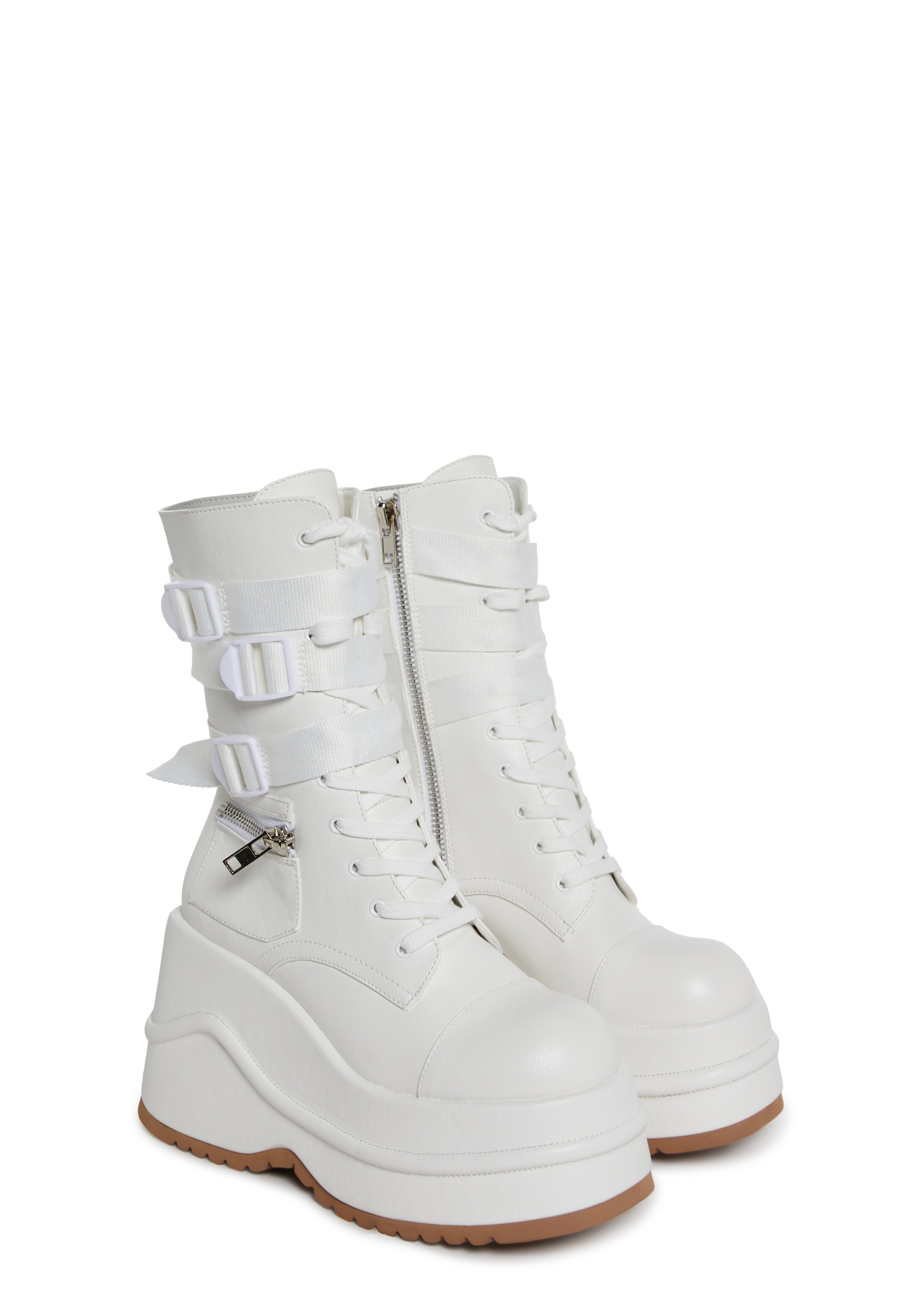 Mad Hustle Wedge Platform Boots - White - Image 3