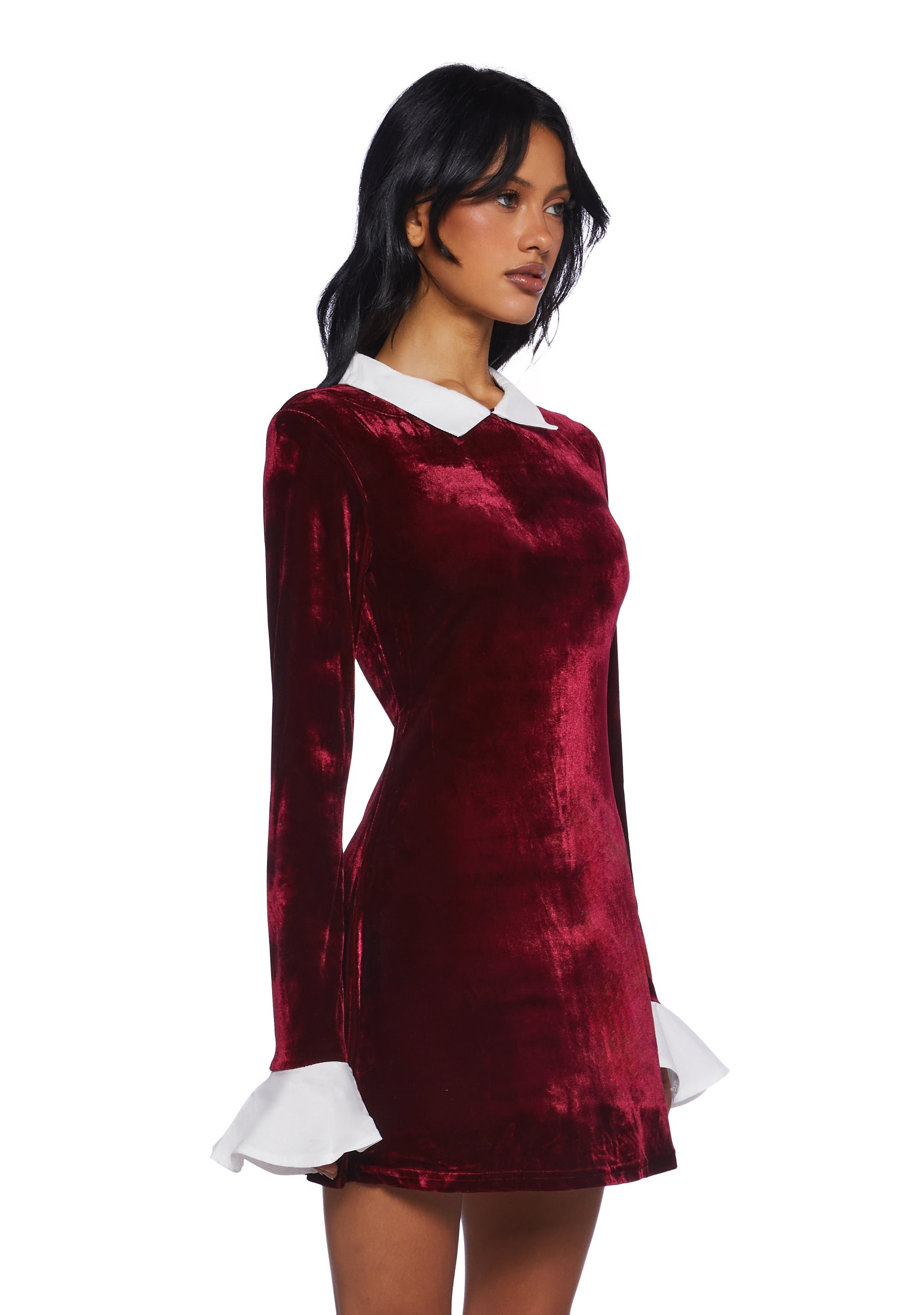 Macchiato Sessions Velvet Dress - Red - Image 3