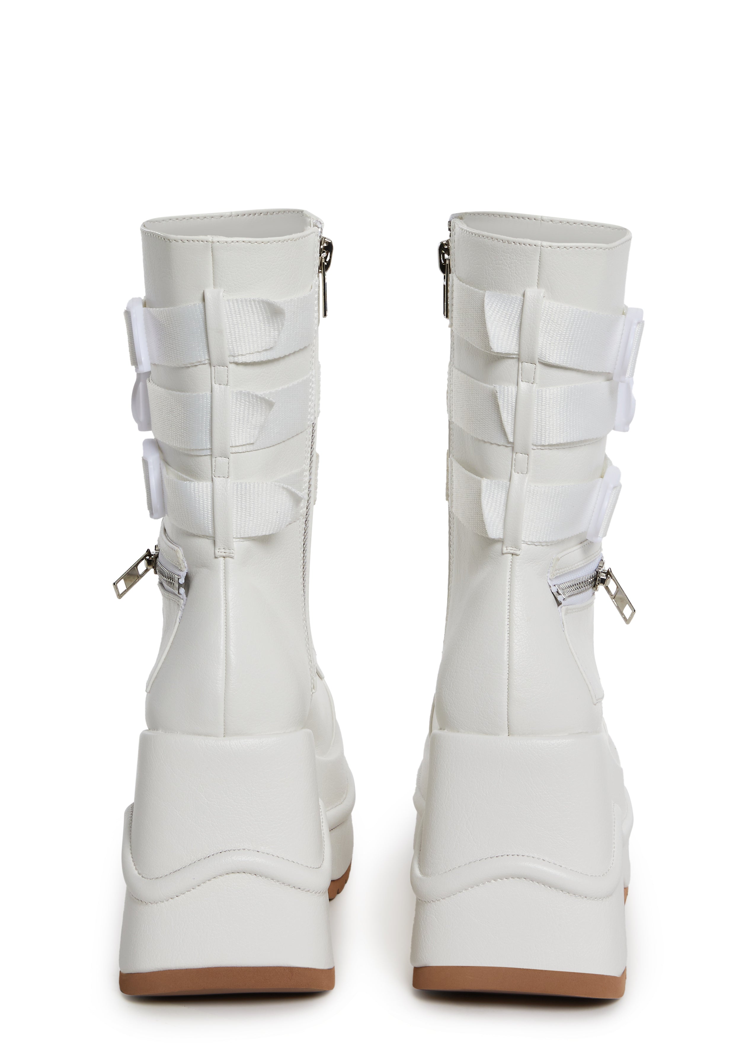 Mad Hustle Wedge Platform Boots - White - Image 4