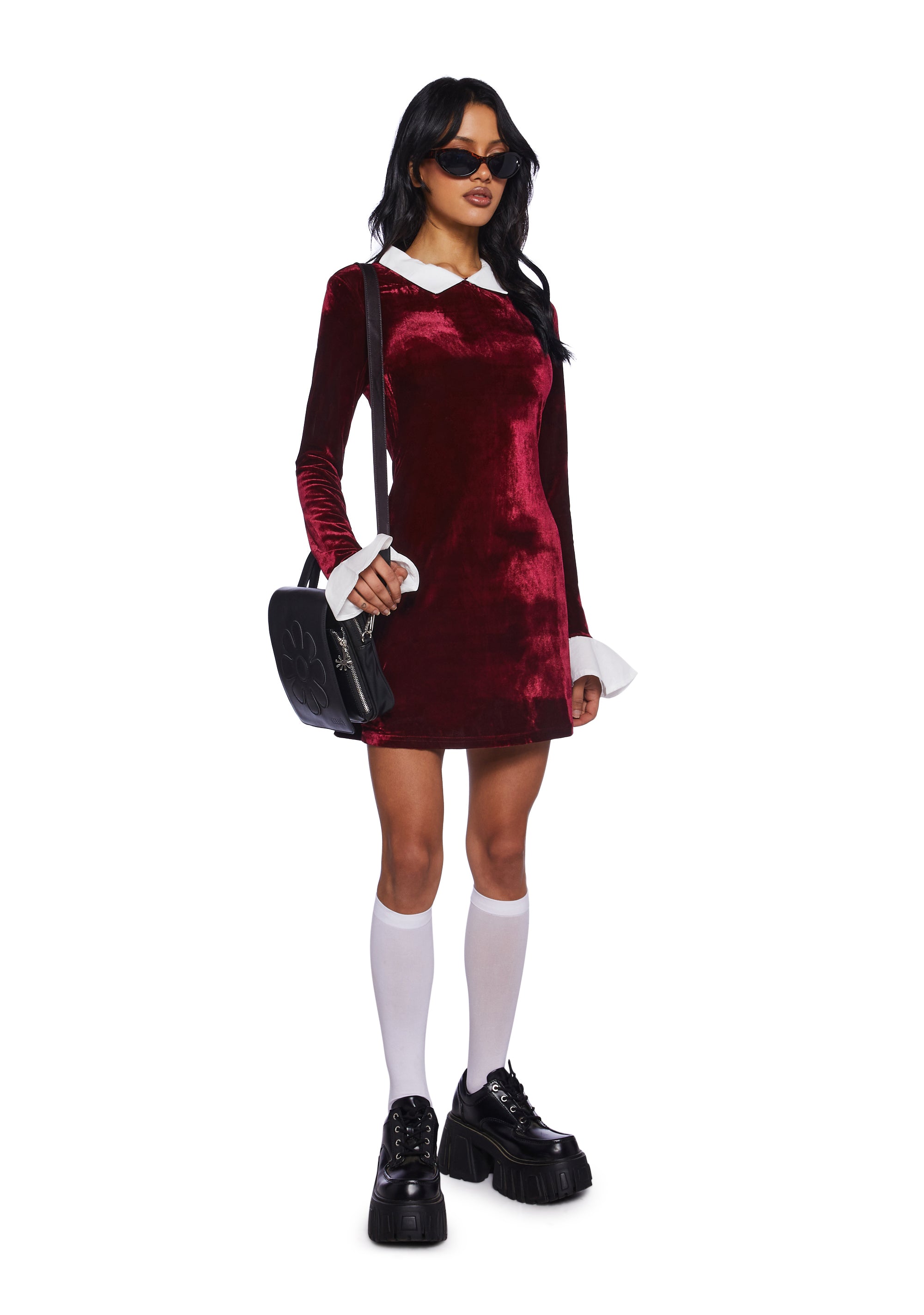 Macchiato Sessions Velvet Dress - Red - Image 2