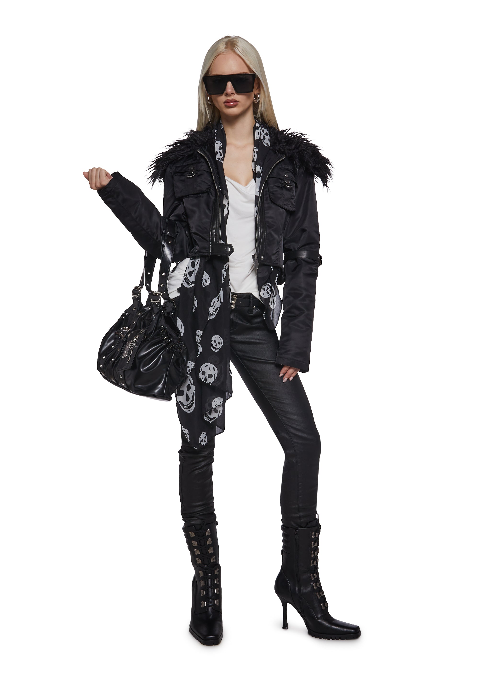 Alternative view of Polished Rebel Cropped Bomber Jacket
