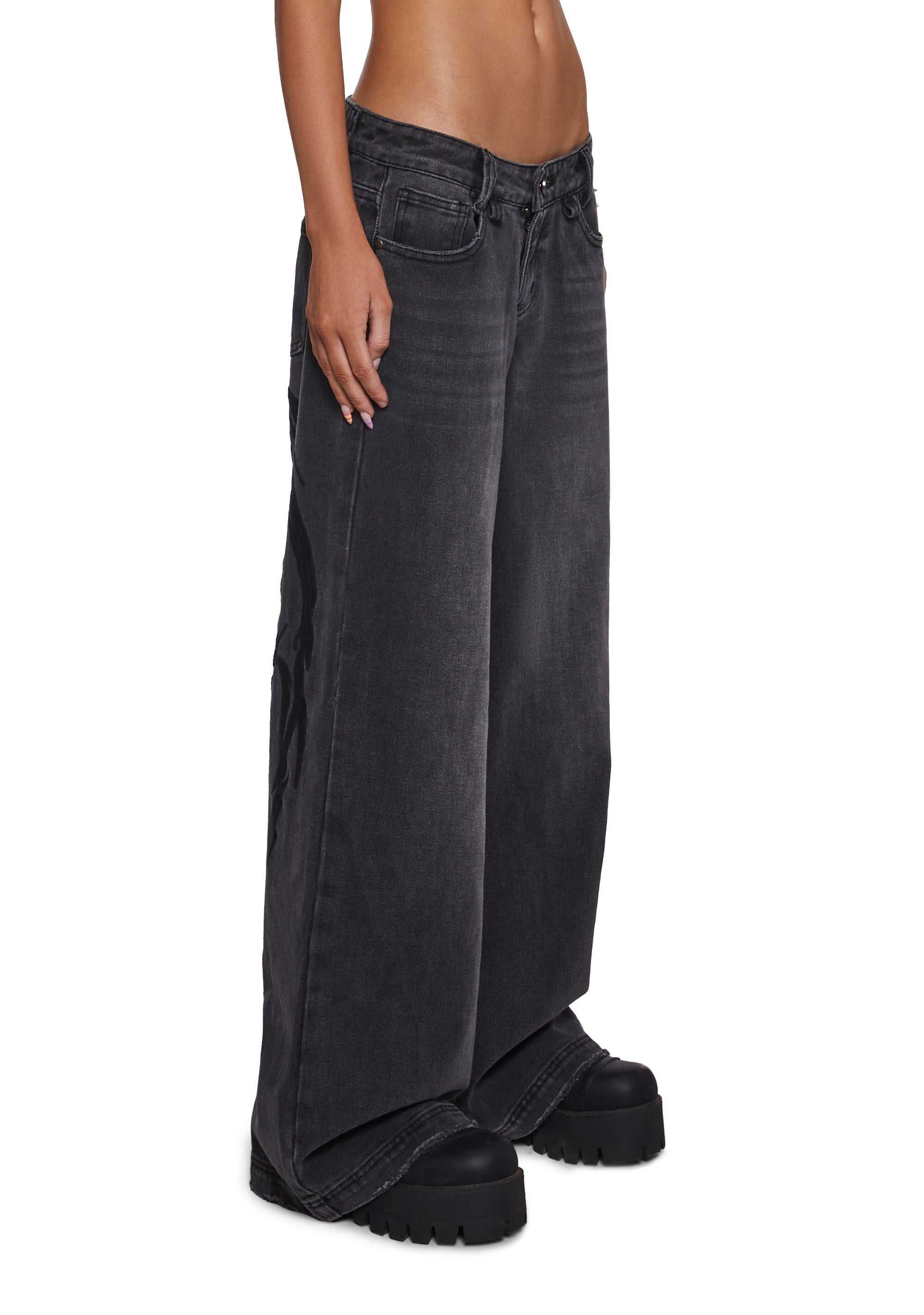 Outro Embroidered Wide Leg Jeans - Image 5