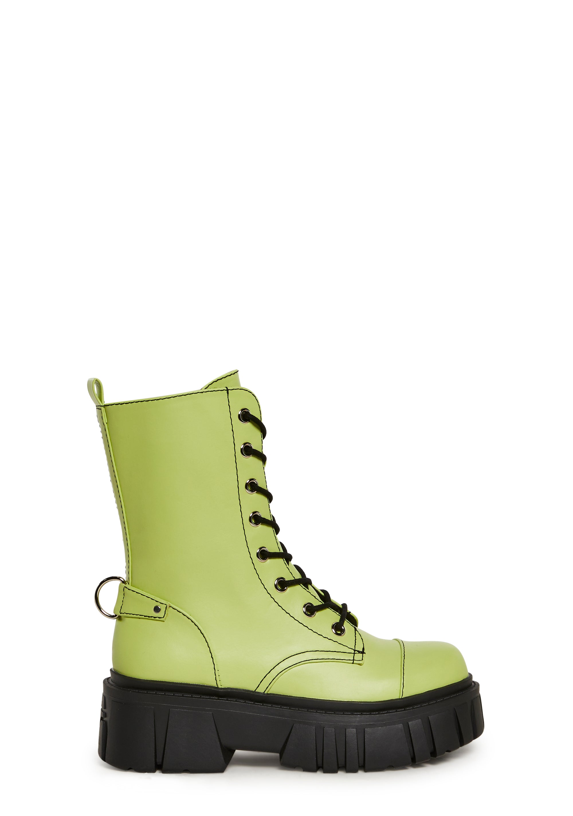Devil Games Mismatched Combat Boots - Green - Image 5