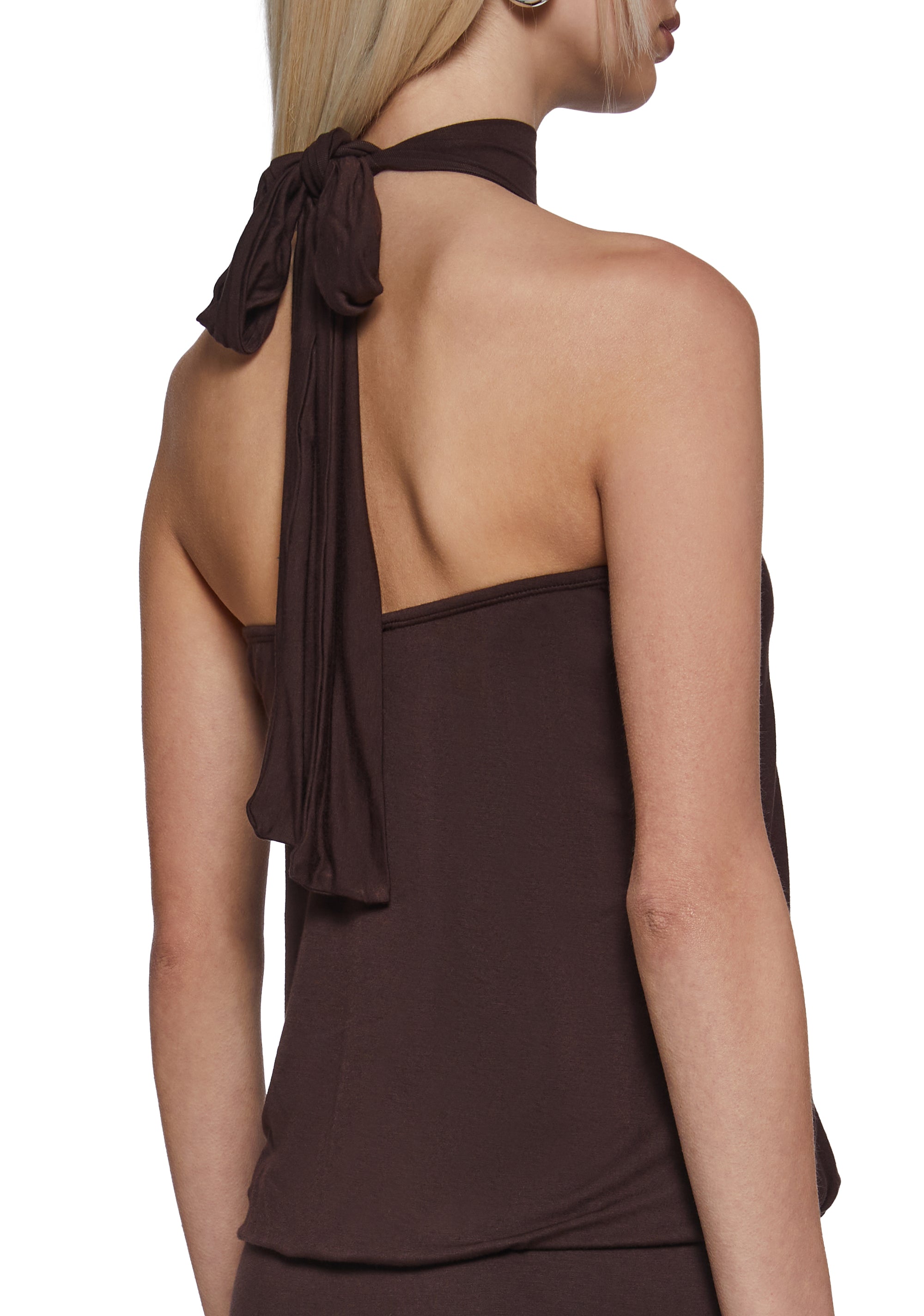 Club Moves Halter Dress - Brown - Image 5
