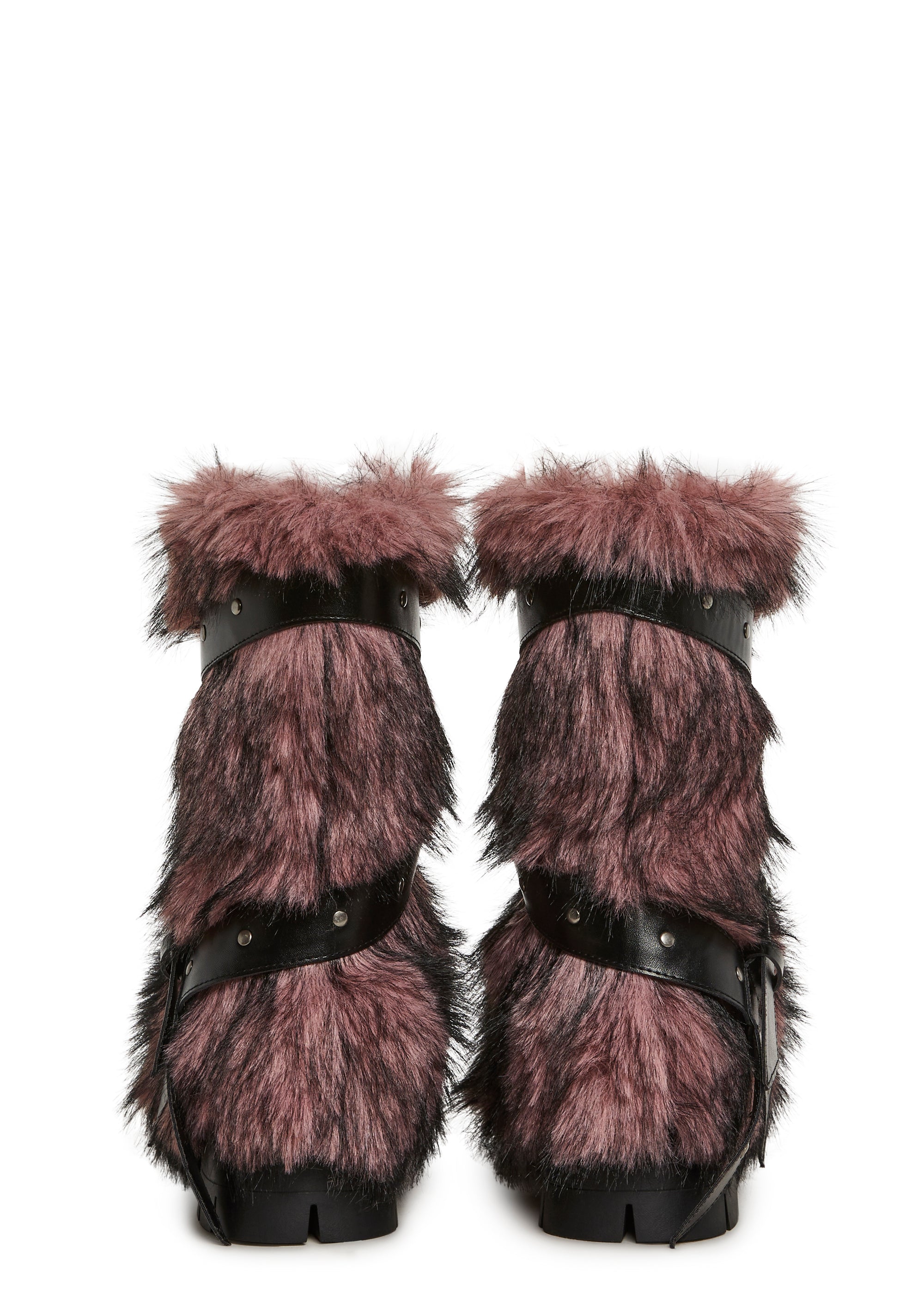 Low Wild Instincts Faux Fur Combat Boots - Pink - Image 3