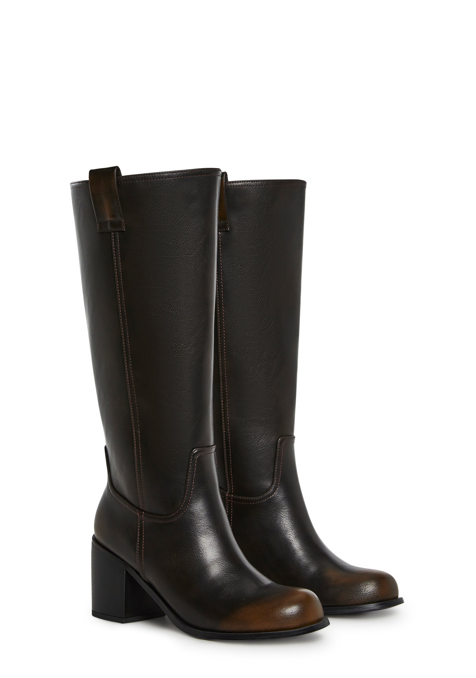 Luster Vegan Leather Boots - Brown - Image 3