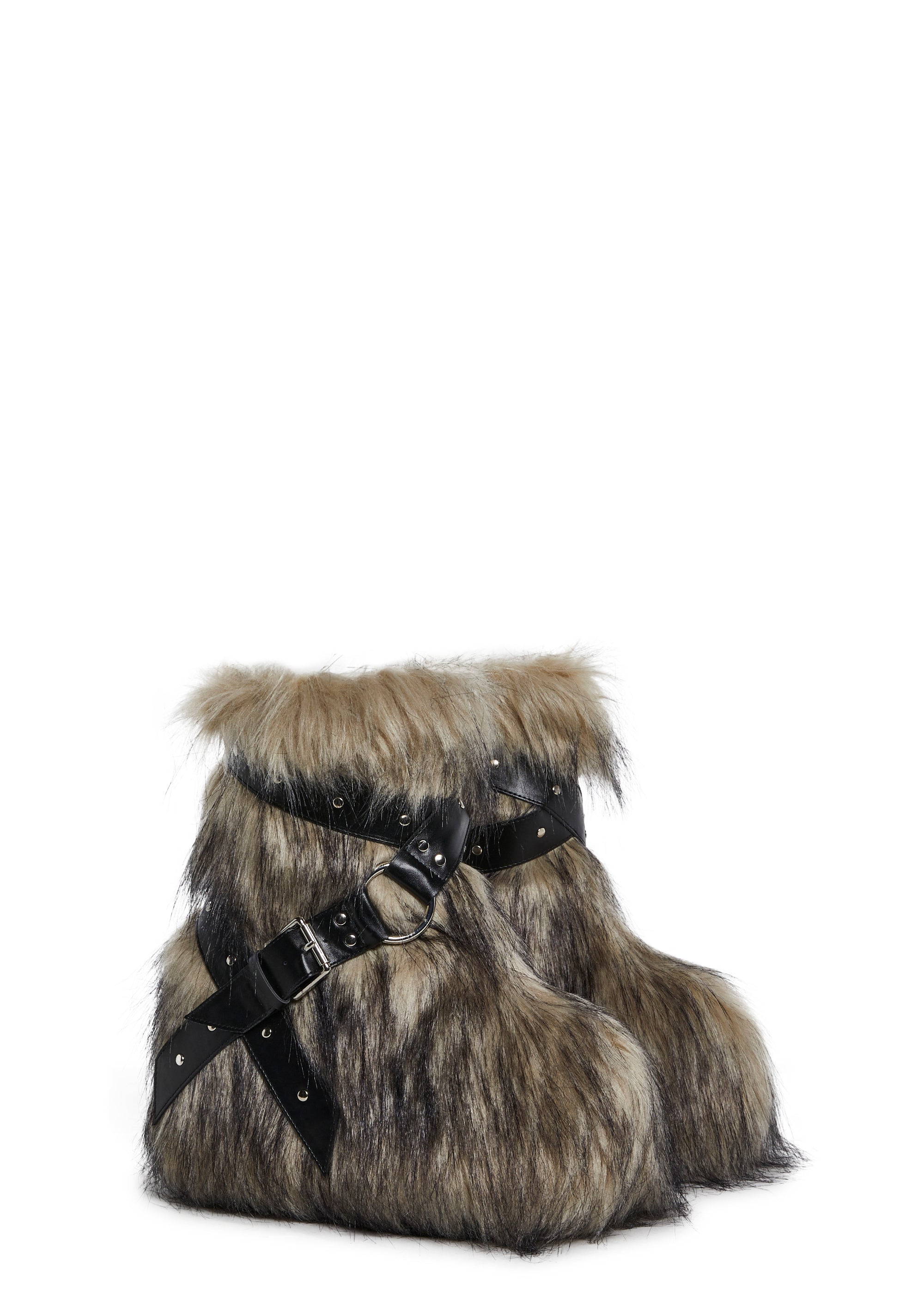 Low Wild Instincts Faux Fur Combat Boots - Off White - Image 3