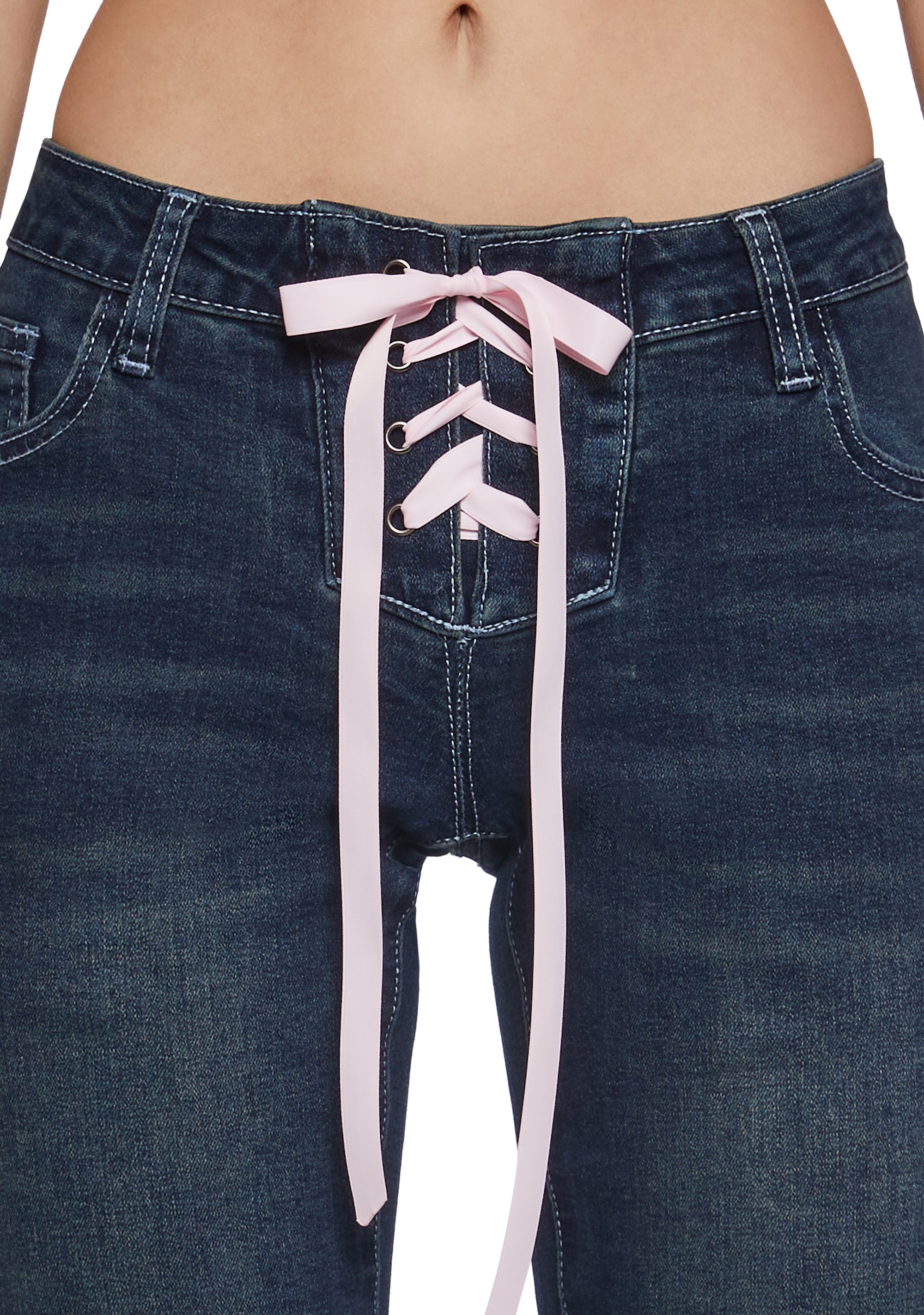Talia Low Rise Jeans - Lace Up - Image 5