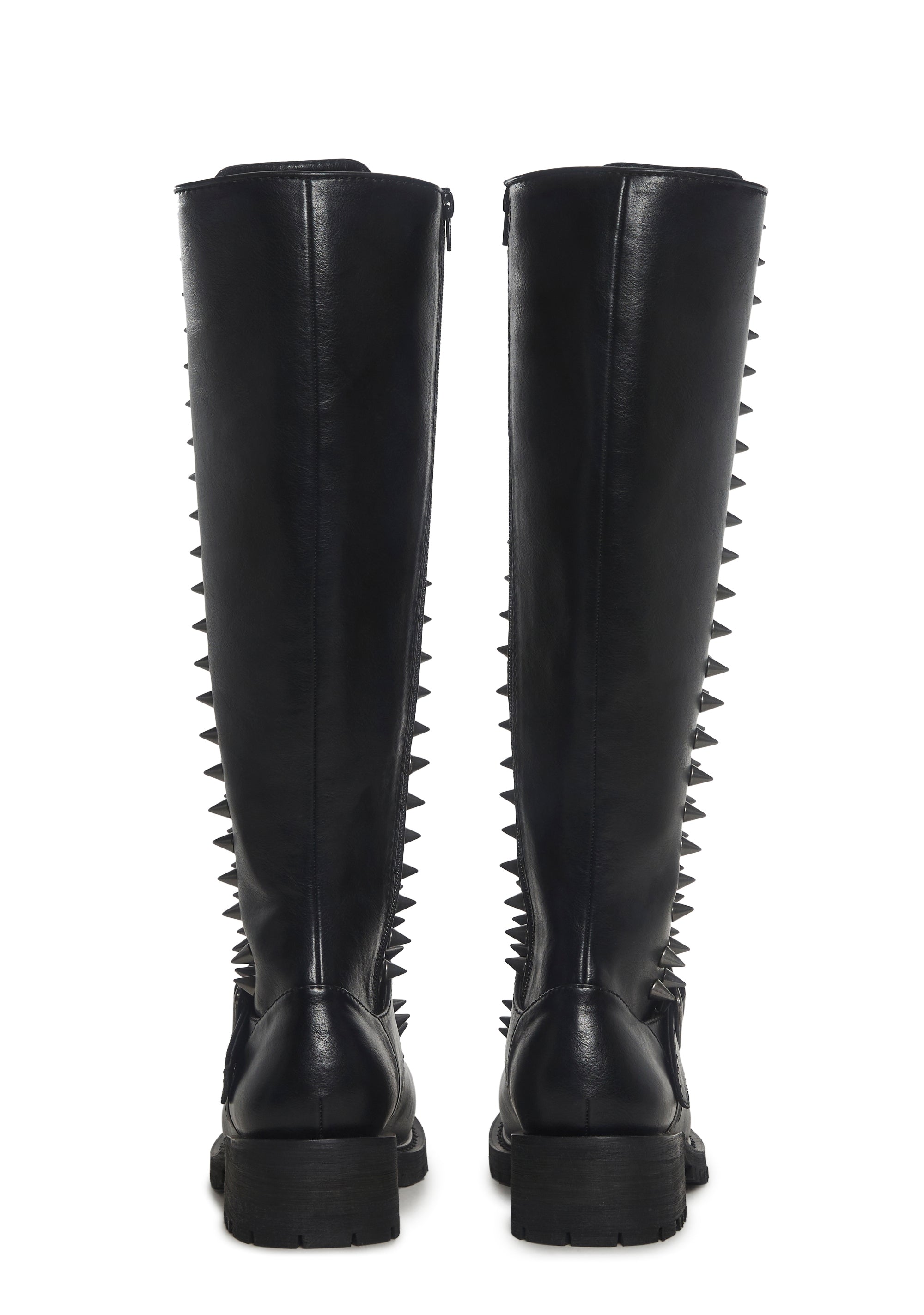Spiked Knee High Lace Up Boots - Image 4
