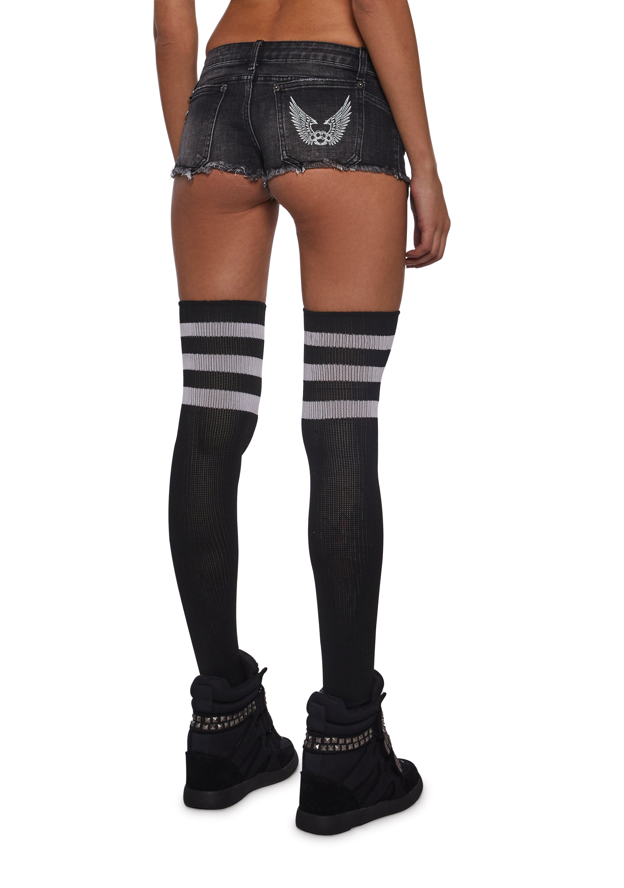 Ciska Brass Knuckle Denim Micro Shorts - Image 4