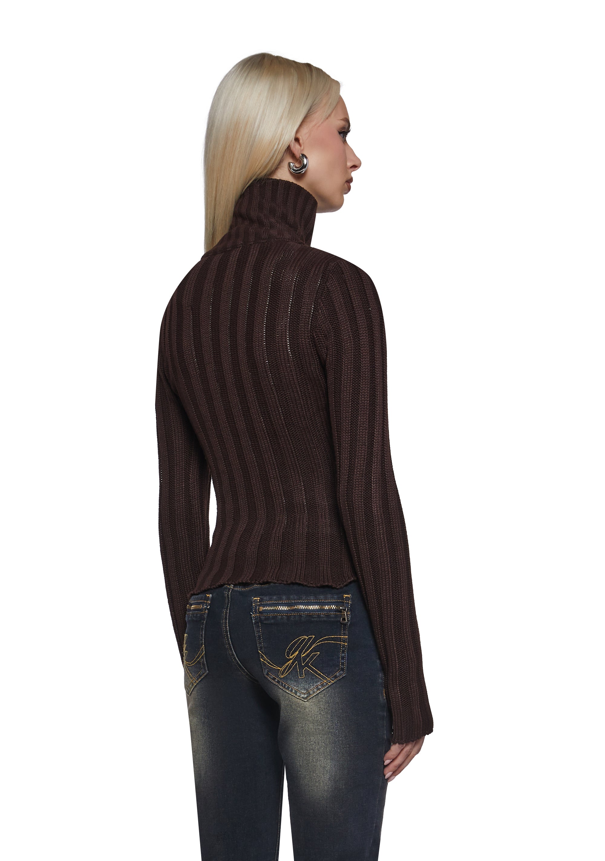 Tara Vegan Leather Knit Sweater - Image 4