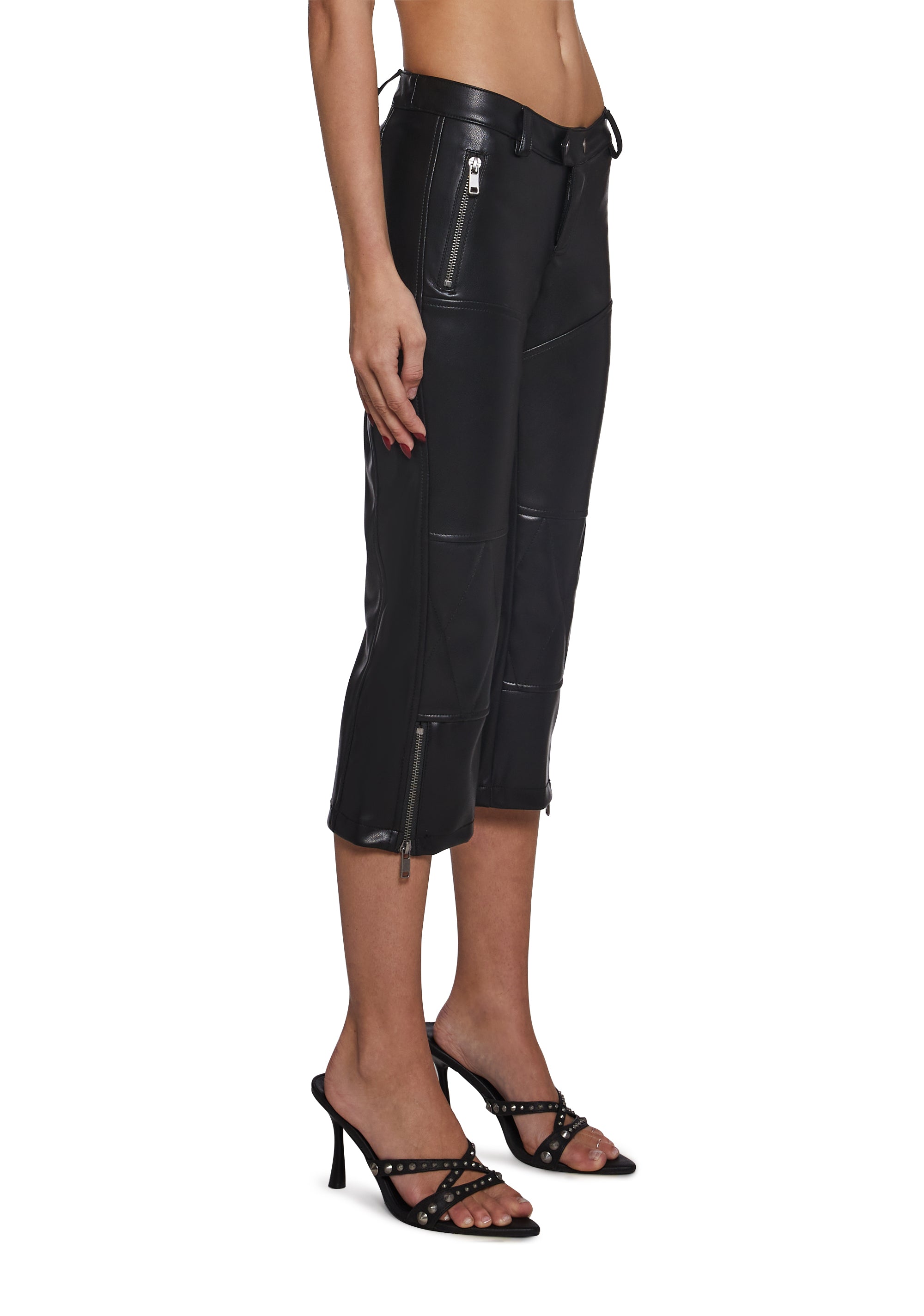 Feel The Rush Leather Capris - Image 3