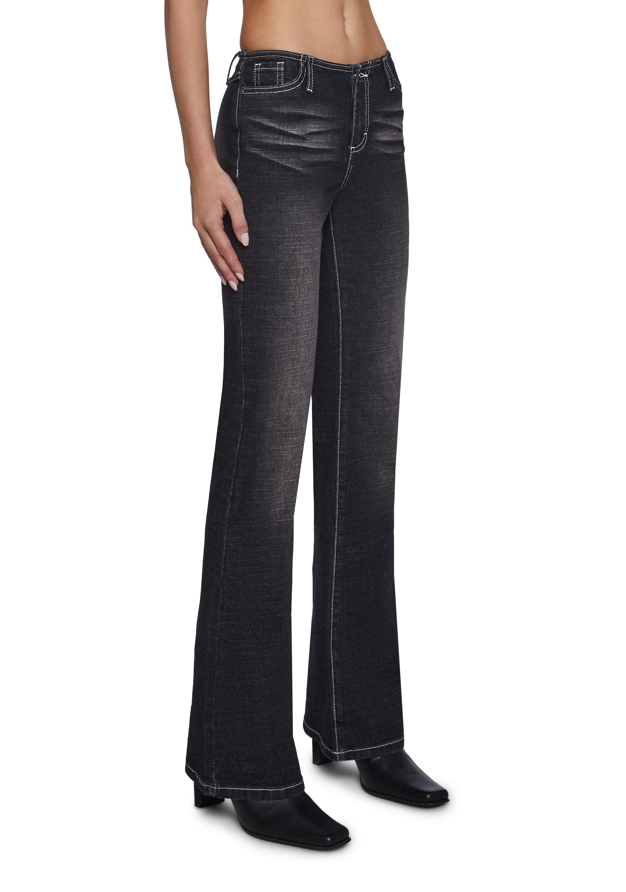 Elle Low Rise Jeans - Black - Image 3