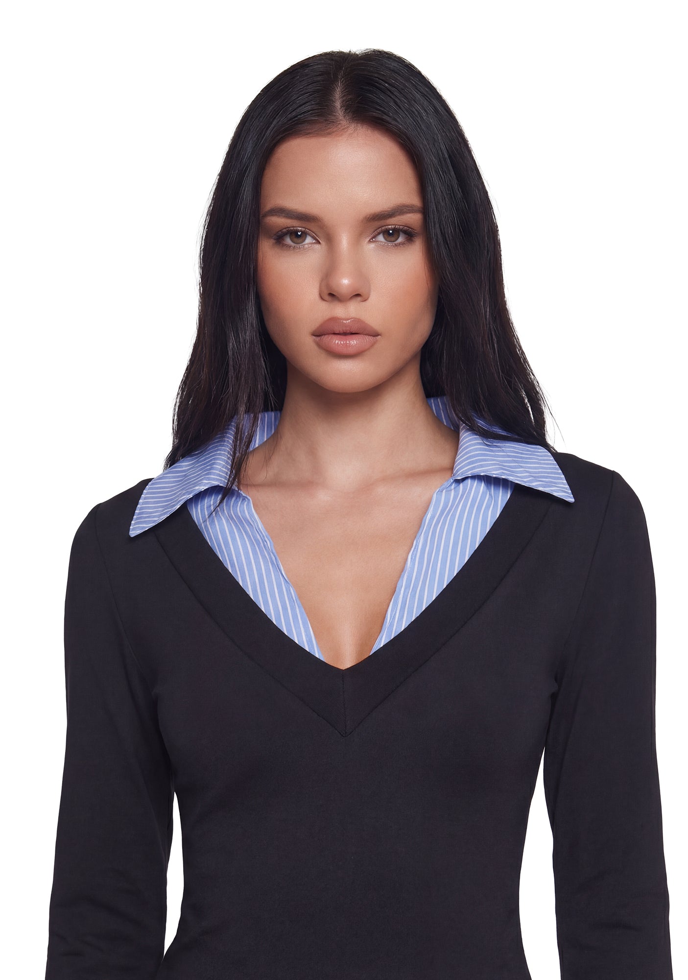 Eleanor Collared Long Sleeve Top - Striped - Image 5