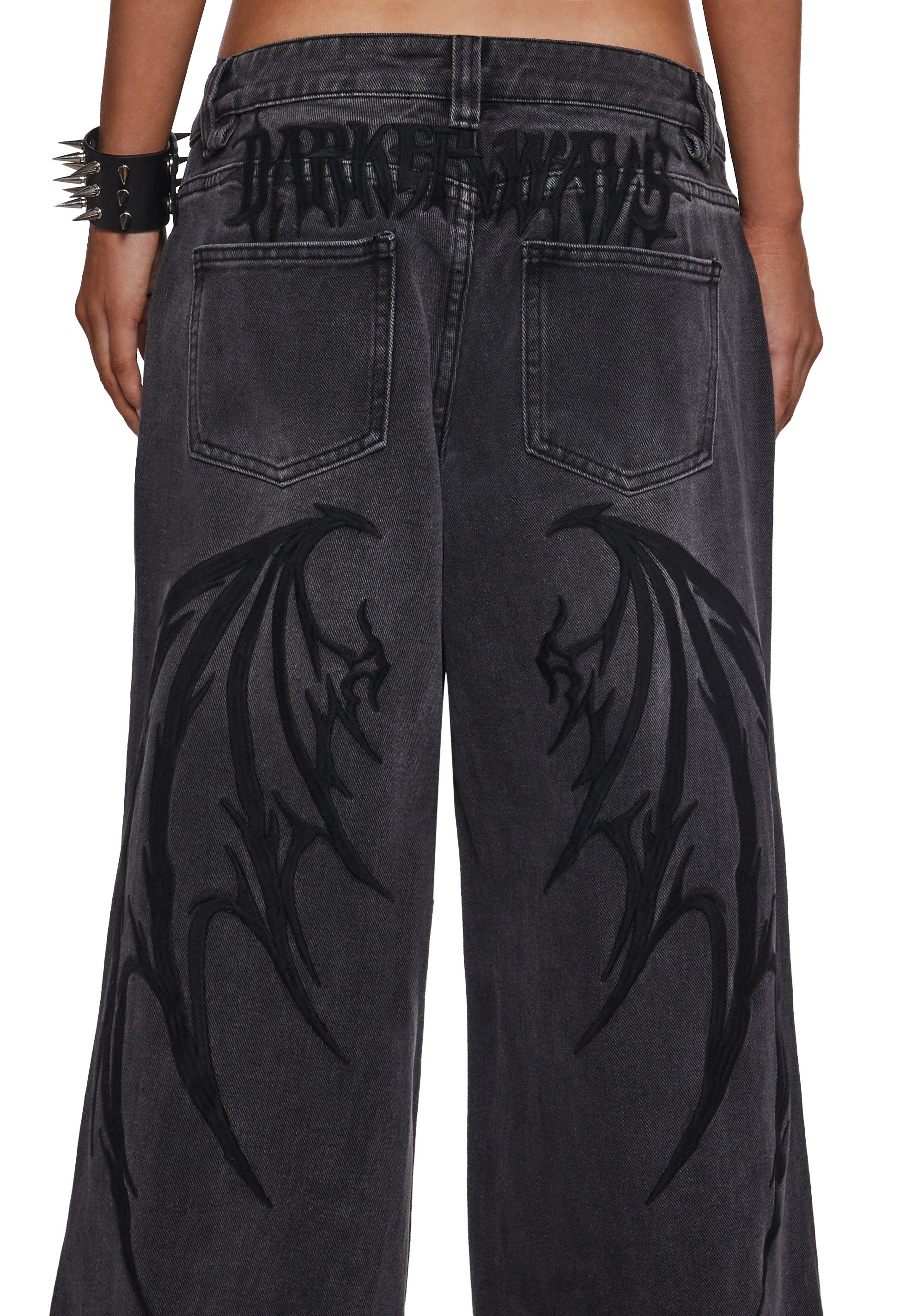 Outro Embroidered Wide Leg Jeans - Image 6