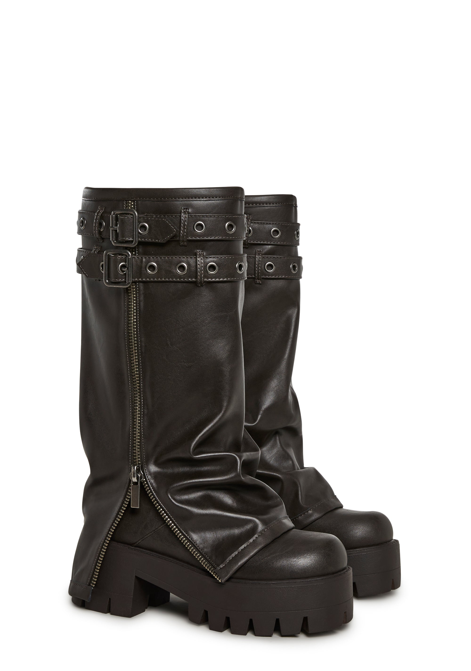 Warp Knee High Pant Boots - Brown - Image 3