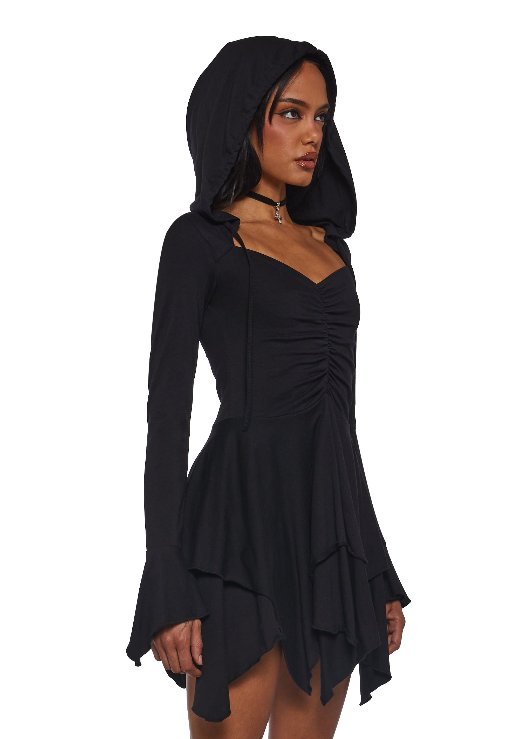 F Is For Fairies® Hooded Mini Dress - Black - Image 3