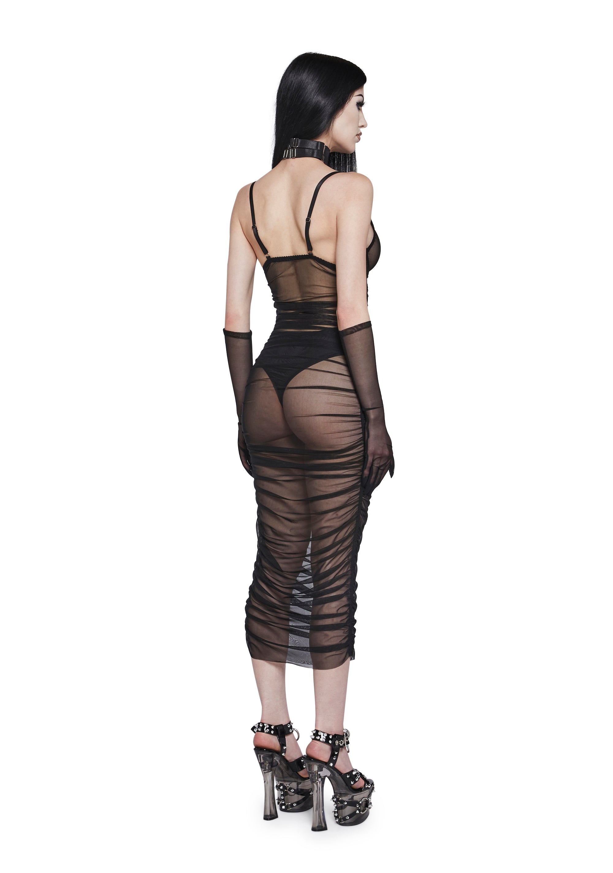 Ruin The Friendship Mesh Dress And Gloves Set - Image 4