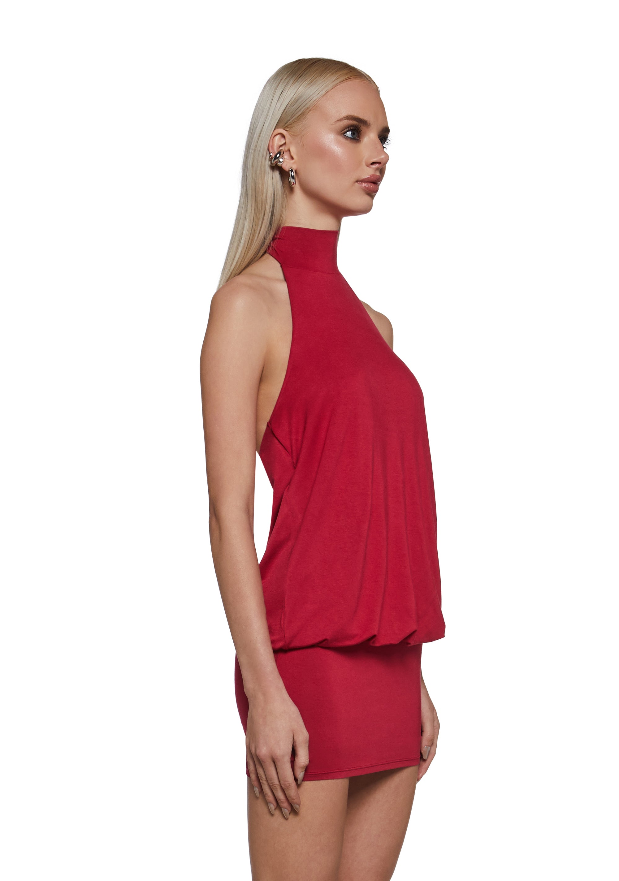 Club Moves Halter Dress - Red - Image 3