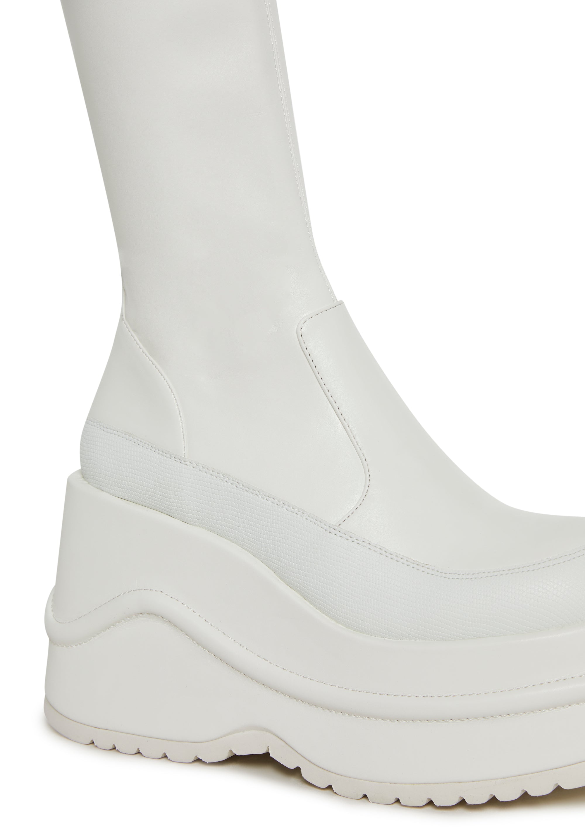 New Fans Wedge Stretch Boots - White - Image 2