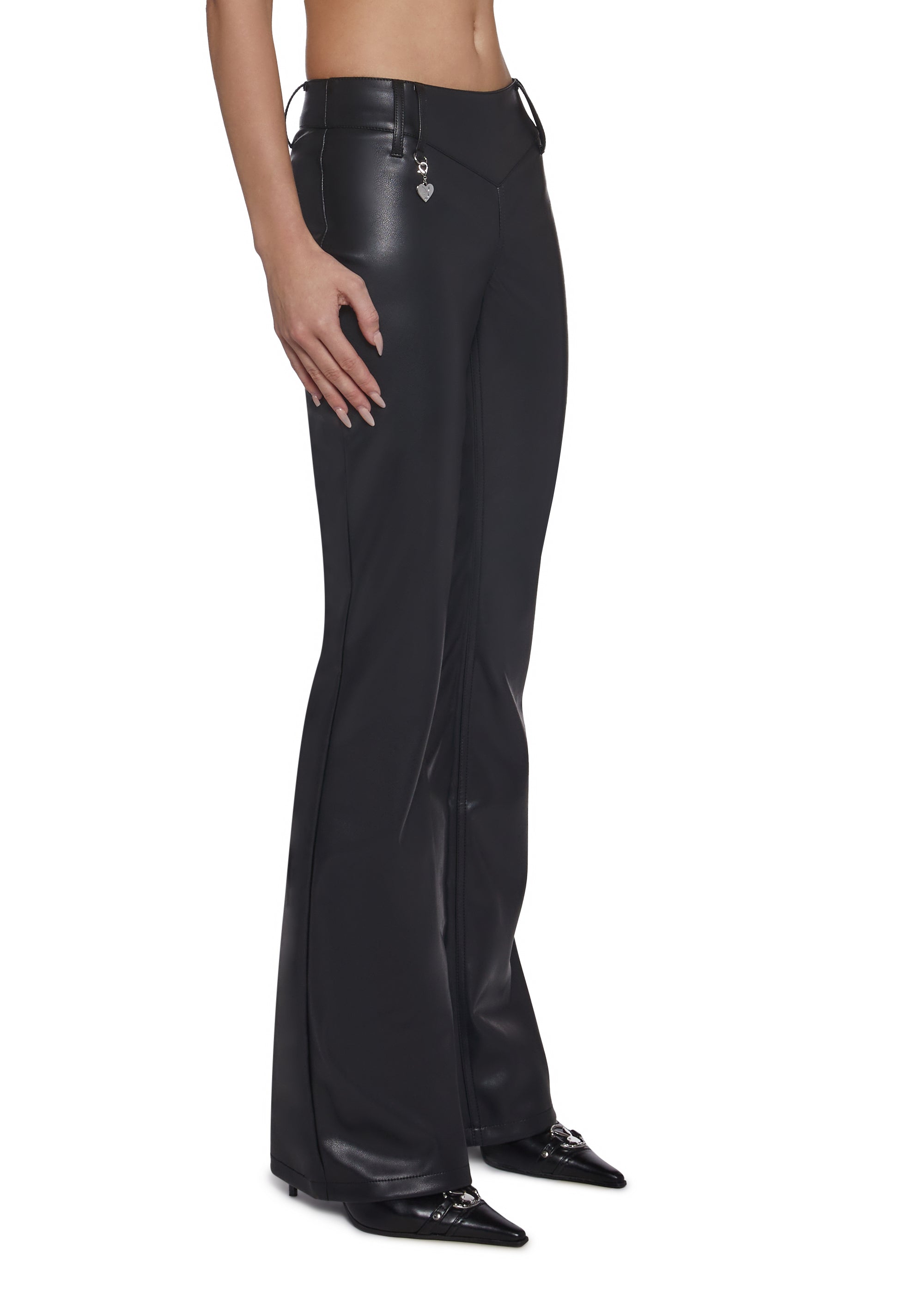 Vegan Leather Low Rise Pants - Image 3