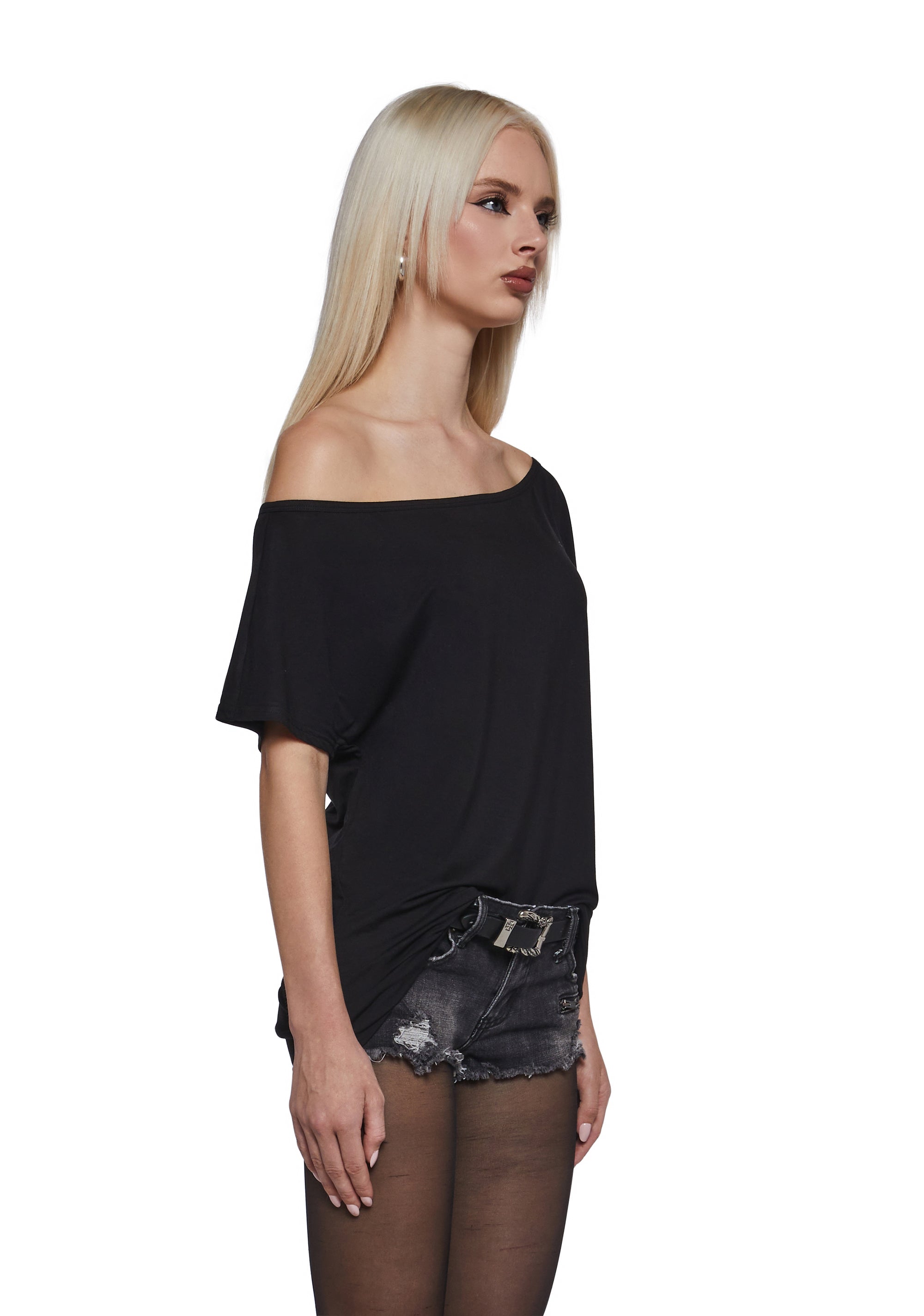 Flirting Over Oversized Tee - Black - Image 3