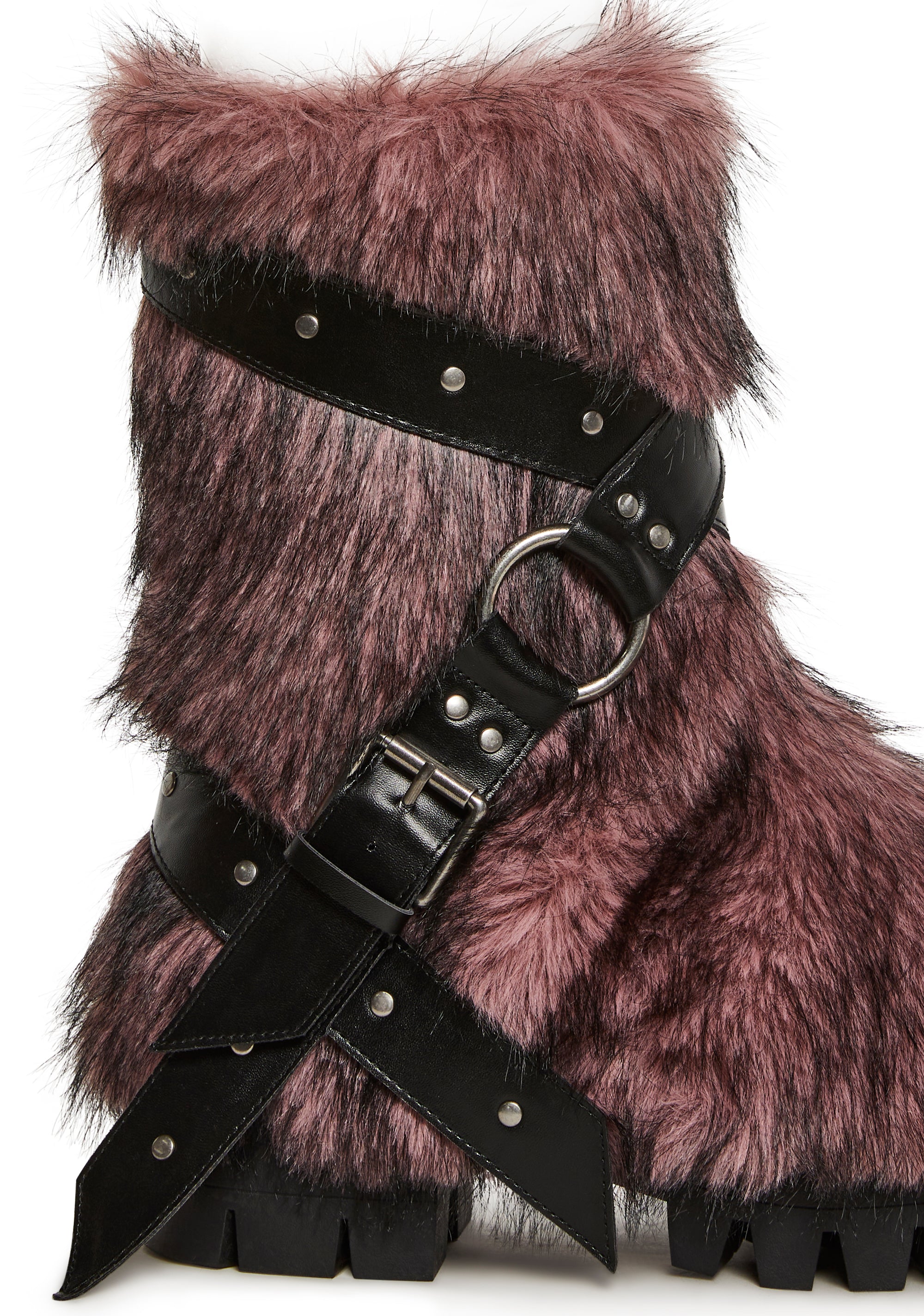 Low Wild Instincts Faux Fur Combat Boots - Pink - Image 2