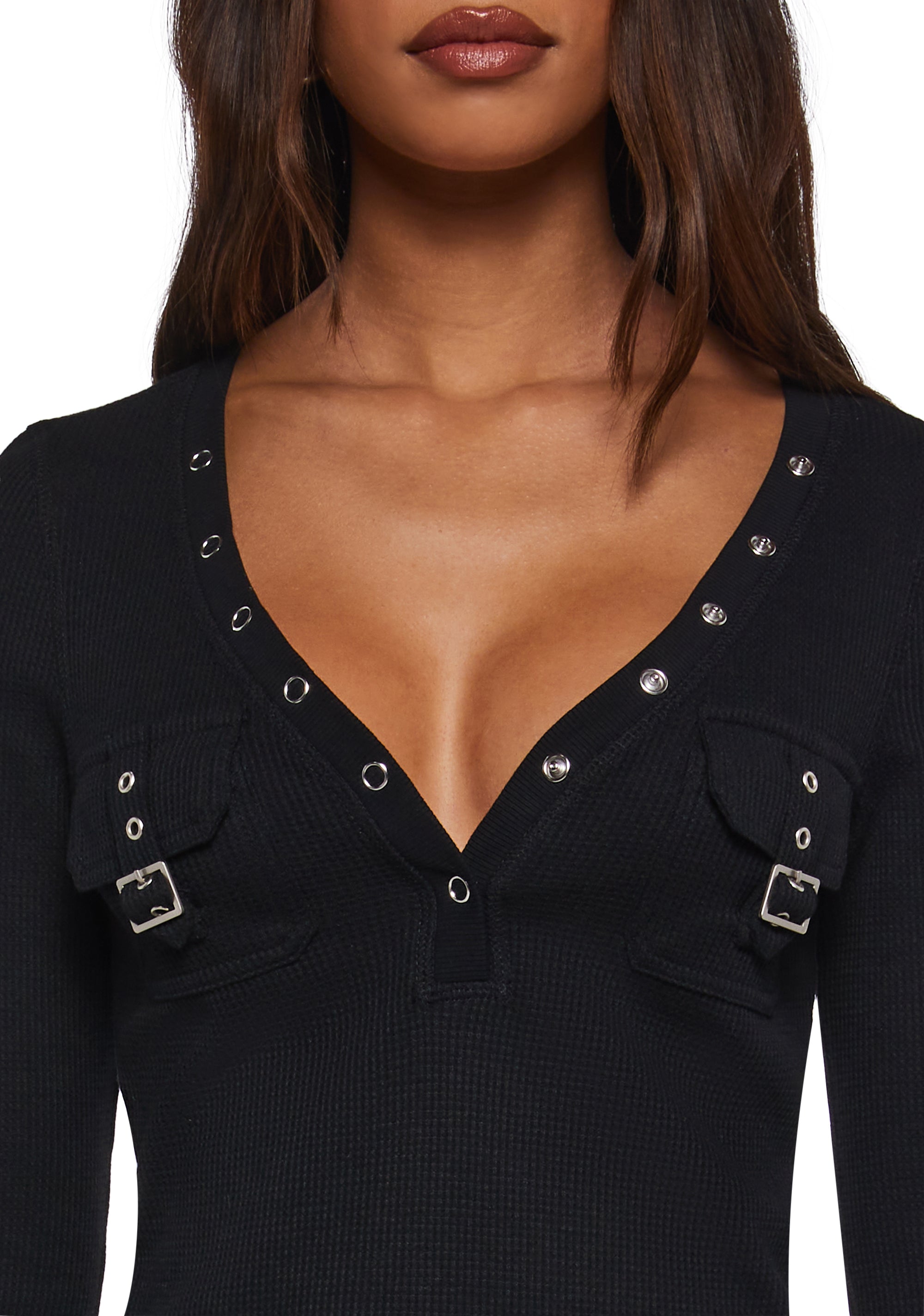 Brianna Long Sleeve Top - Black - Image 5