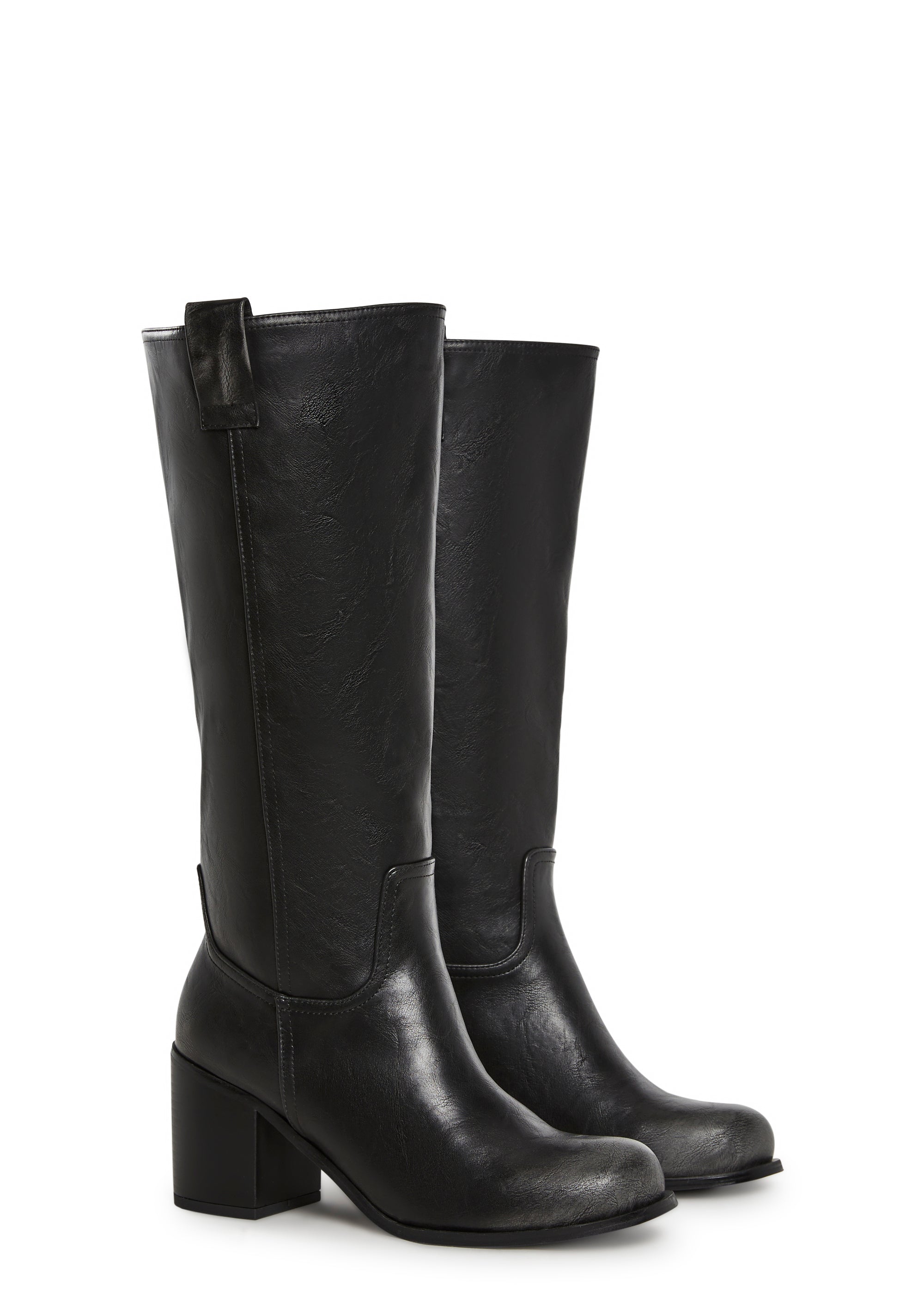 Luster Vegan Leather Boots - Black - Image 3
