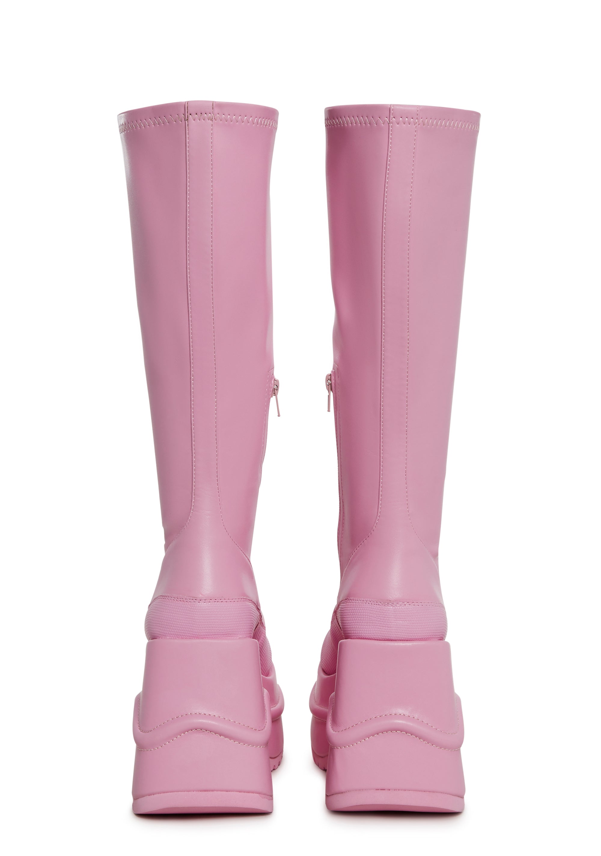 New Fans Wedge Stretch Boots - Pink - Image 4