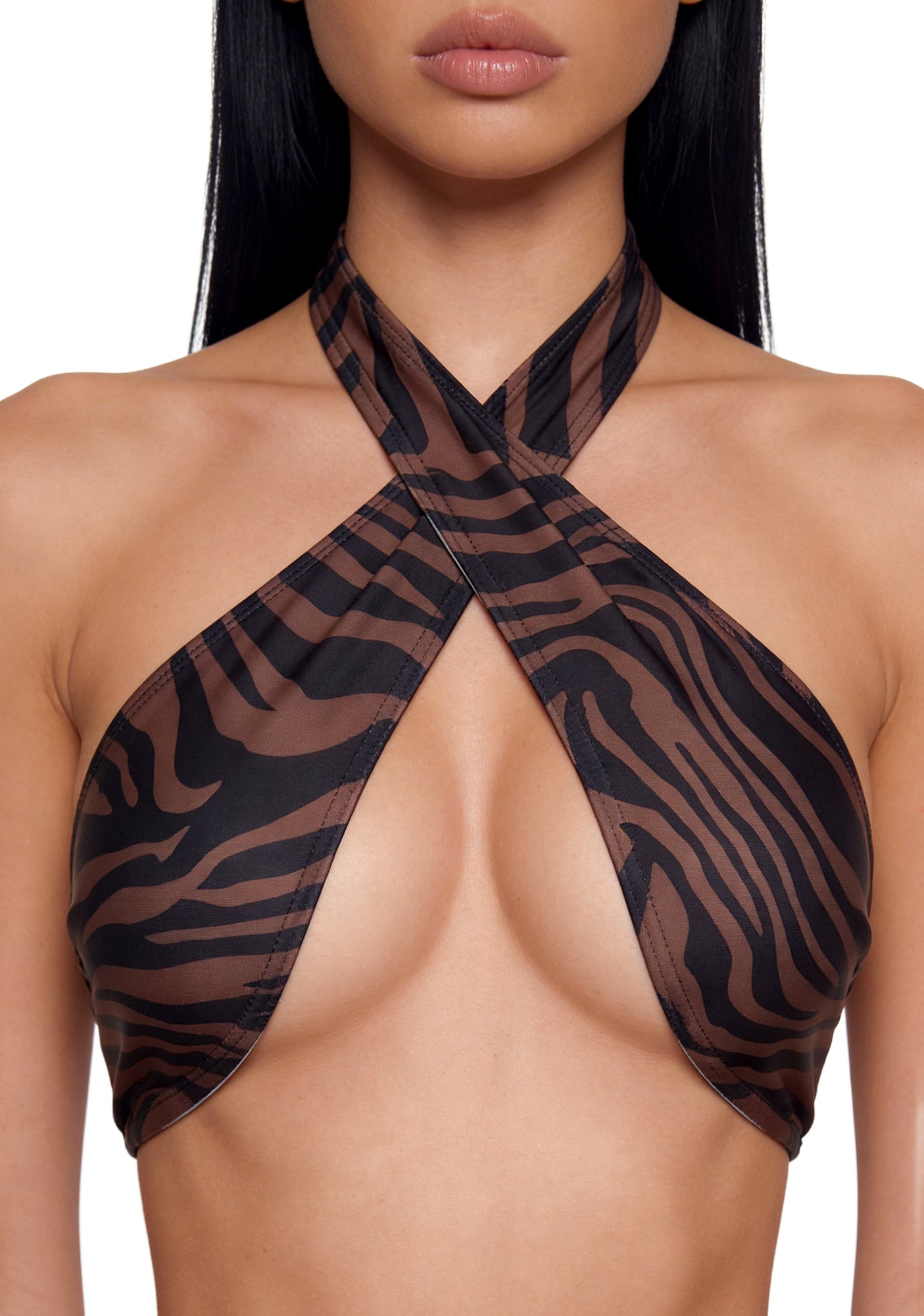 Wild Getaway Criss Cross Bikini Set - Black/Brown - Image 5