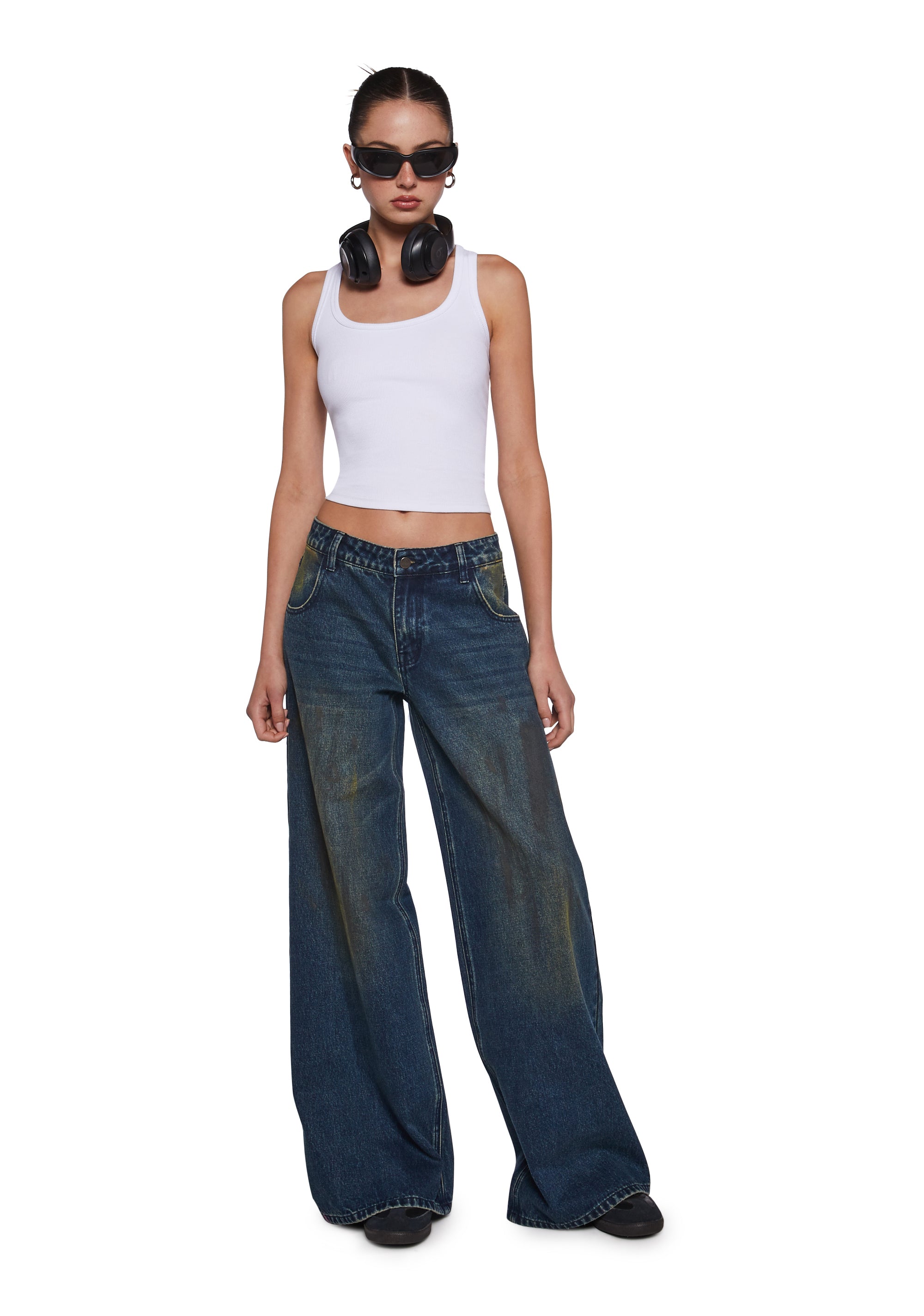 Alternative view of Sinful Attitude Wide Leg Jeans - Dirty Blue