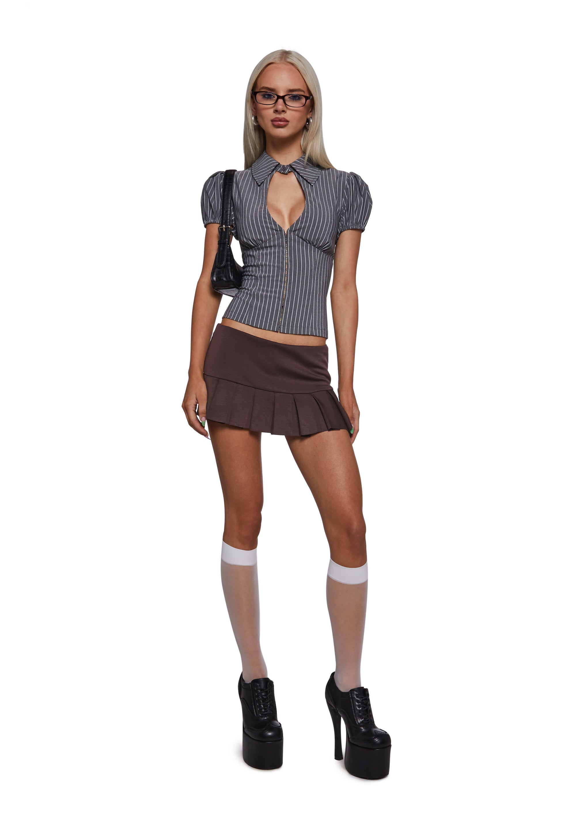 No Apologies Pleated Skort - Brown - Image 2