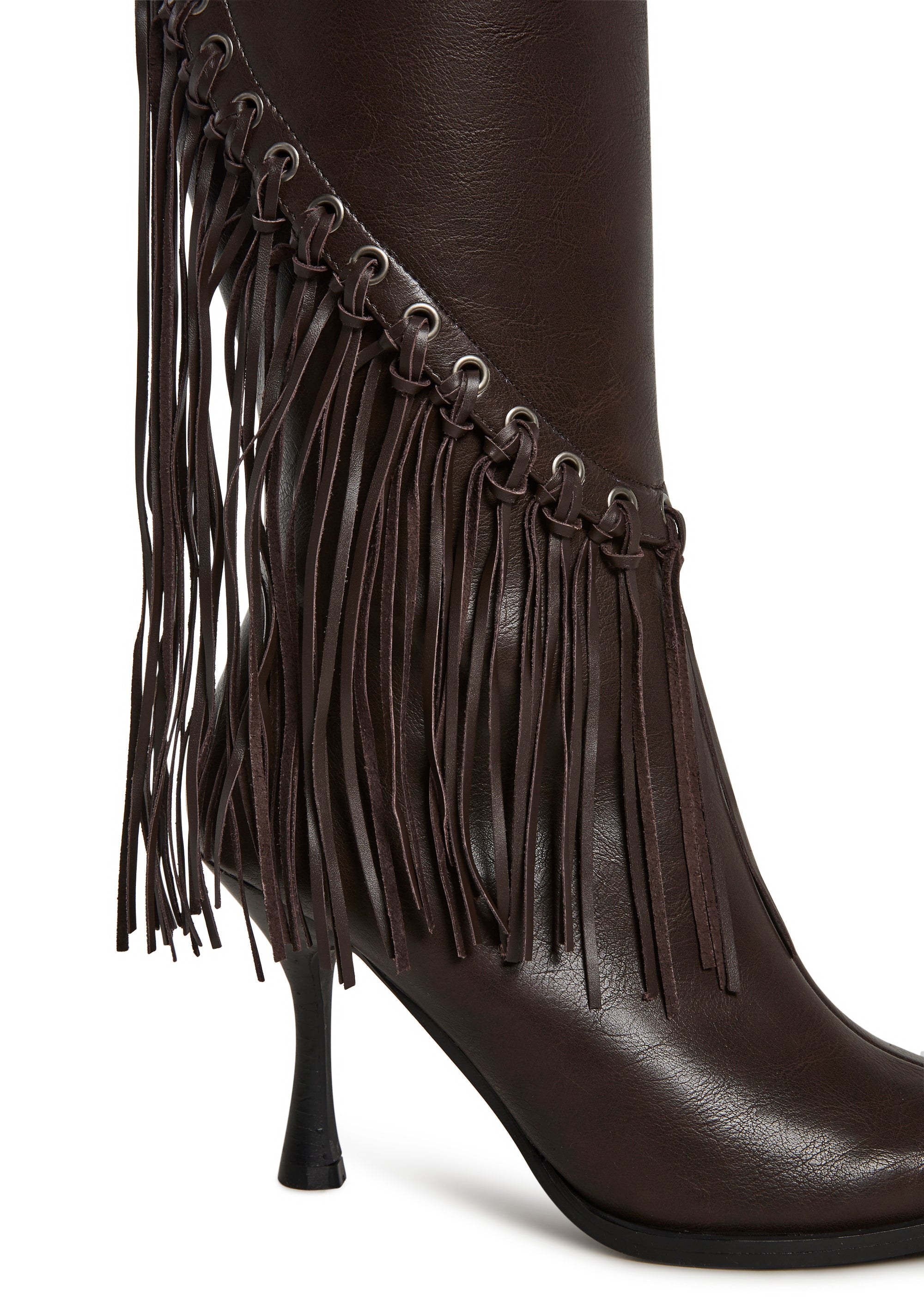 Gloss Grit Fringe Boots - Image 5
