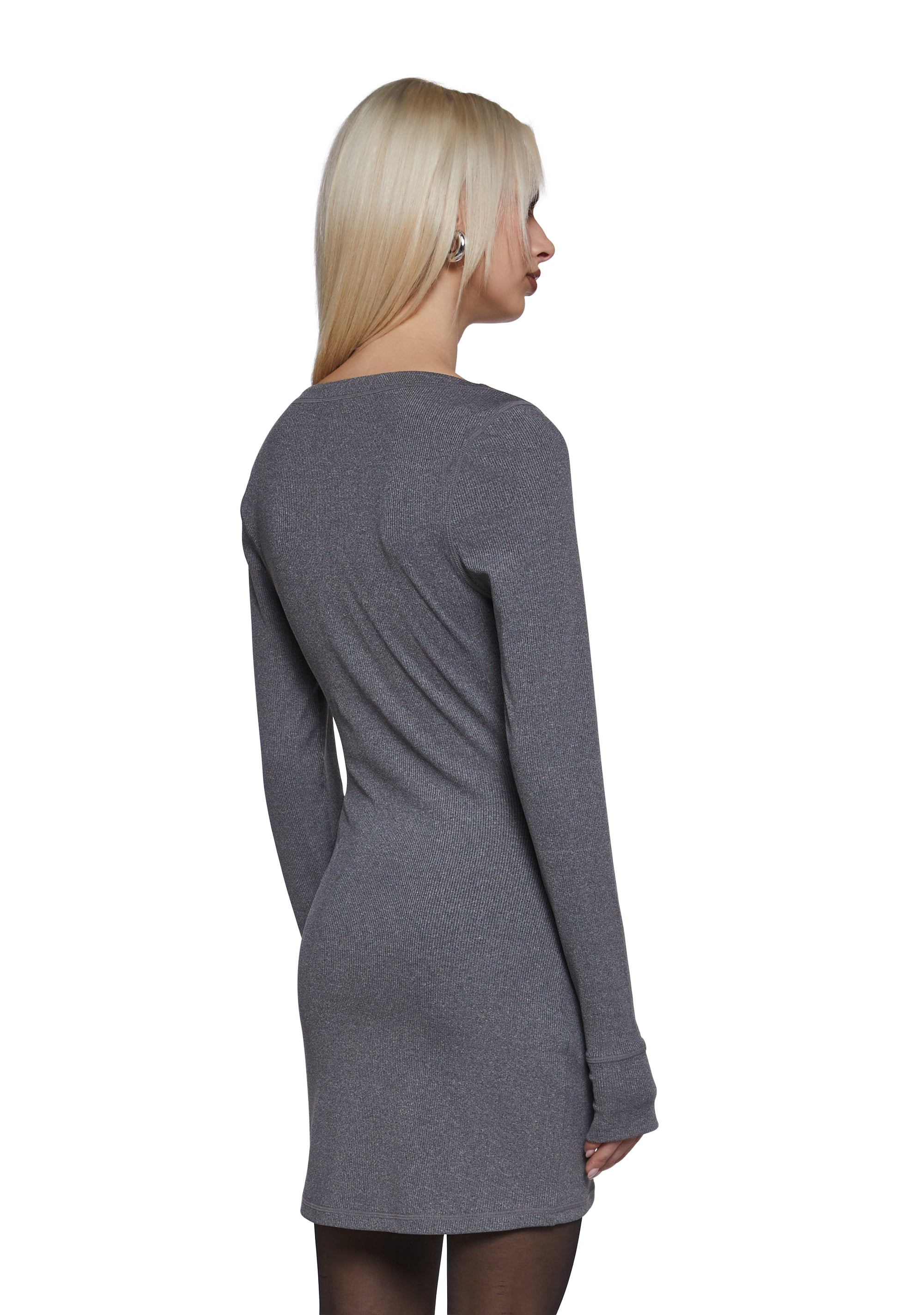 Hearts Linked Henley Dress - Gray - Image 4